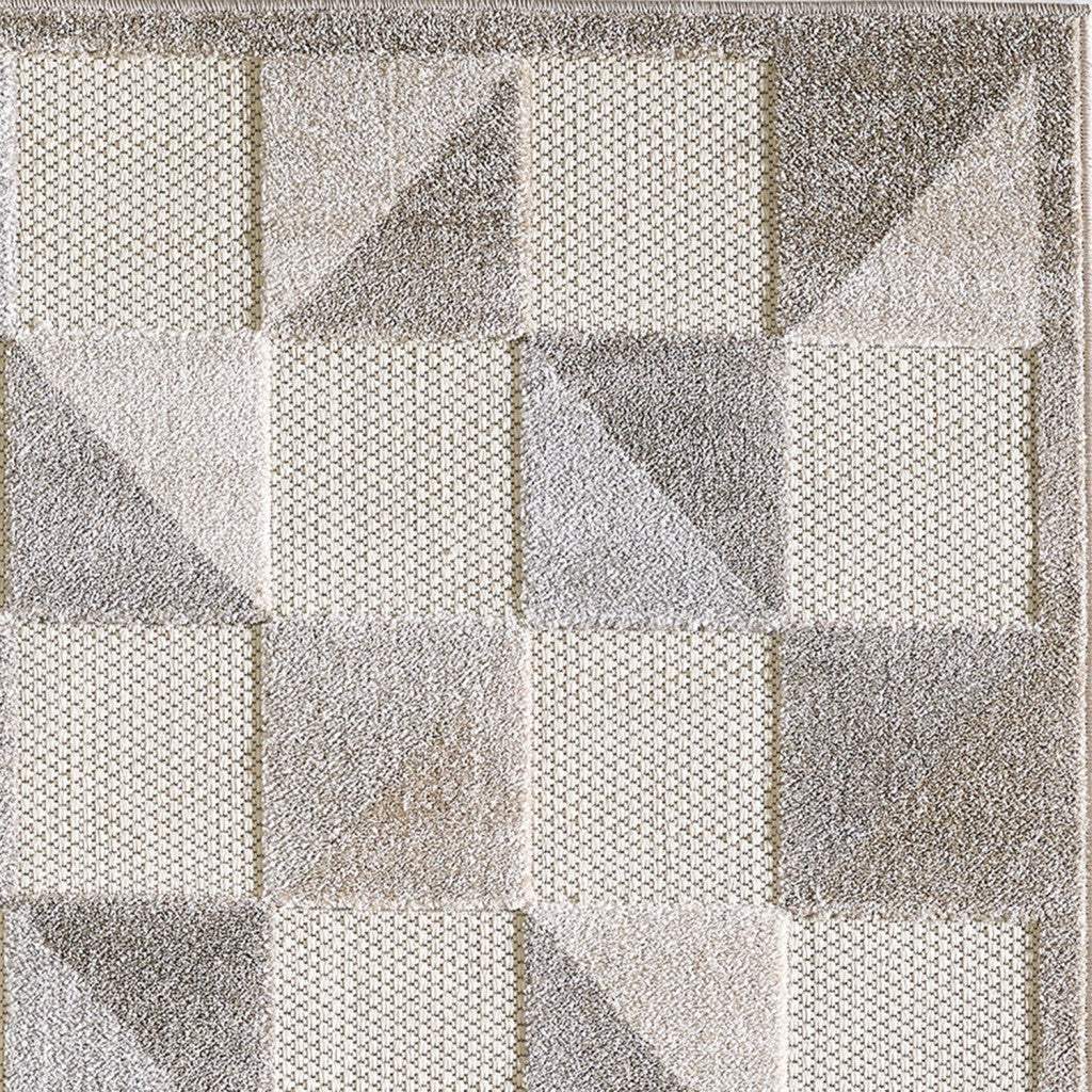 2' X 4' Gray Geometric Stain Resistant Indoor Outdoor Area Rug - Image 7
