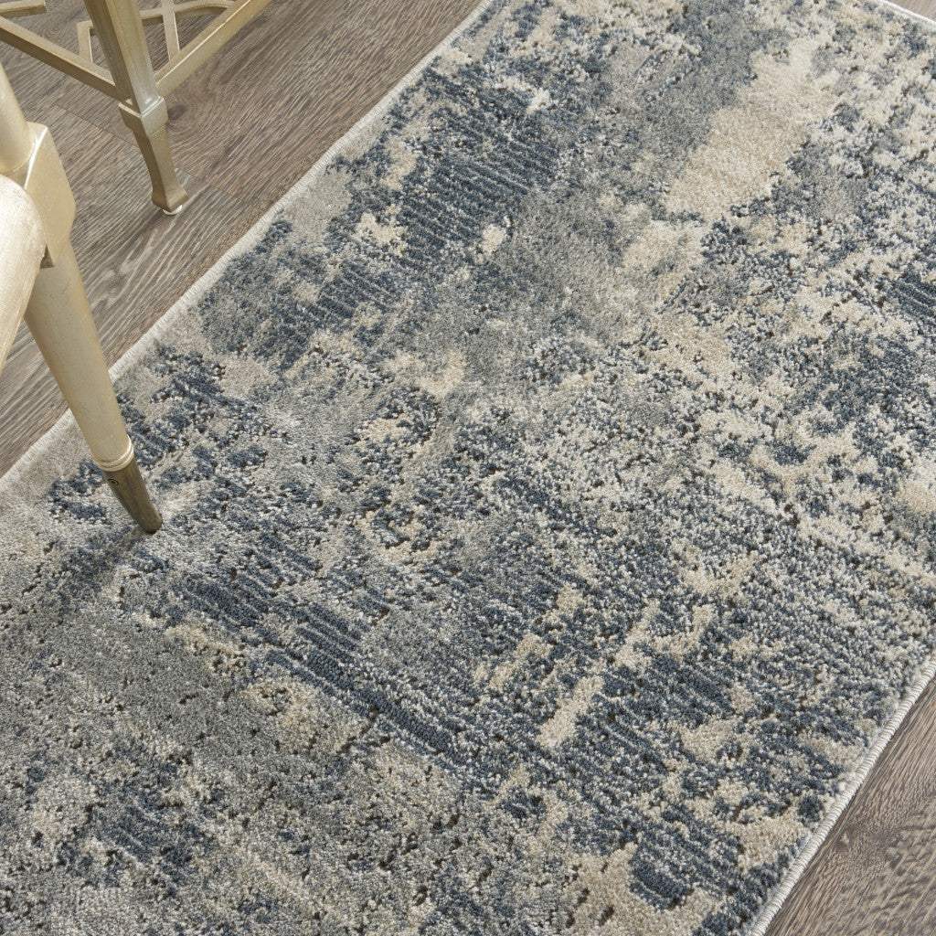 2' X 4' Grey And Beige Abstract Power Loom Non Skid Area Rug - Image 6