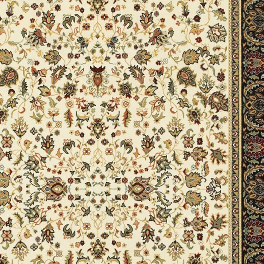 2' X 4' Ivory And Black Oriental Power Loom Stain Resistant Area Rug - Image 2