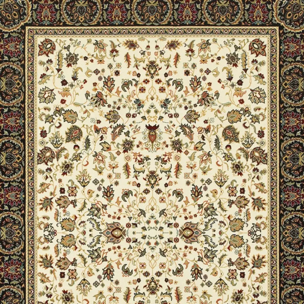 2' X 4' Ivory And Black Oriental Power Loom Stain Resistant Area Rug - Image 3