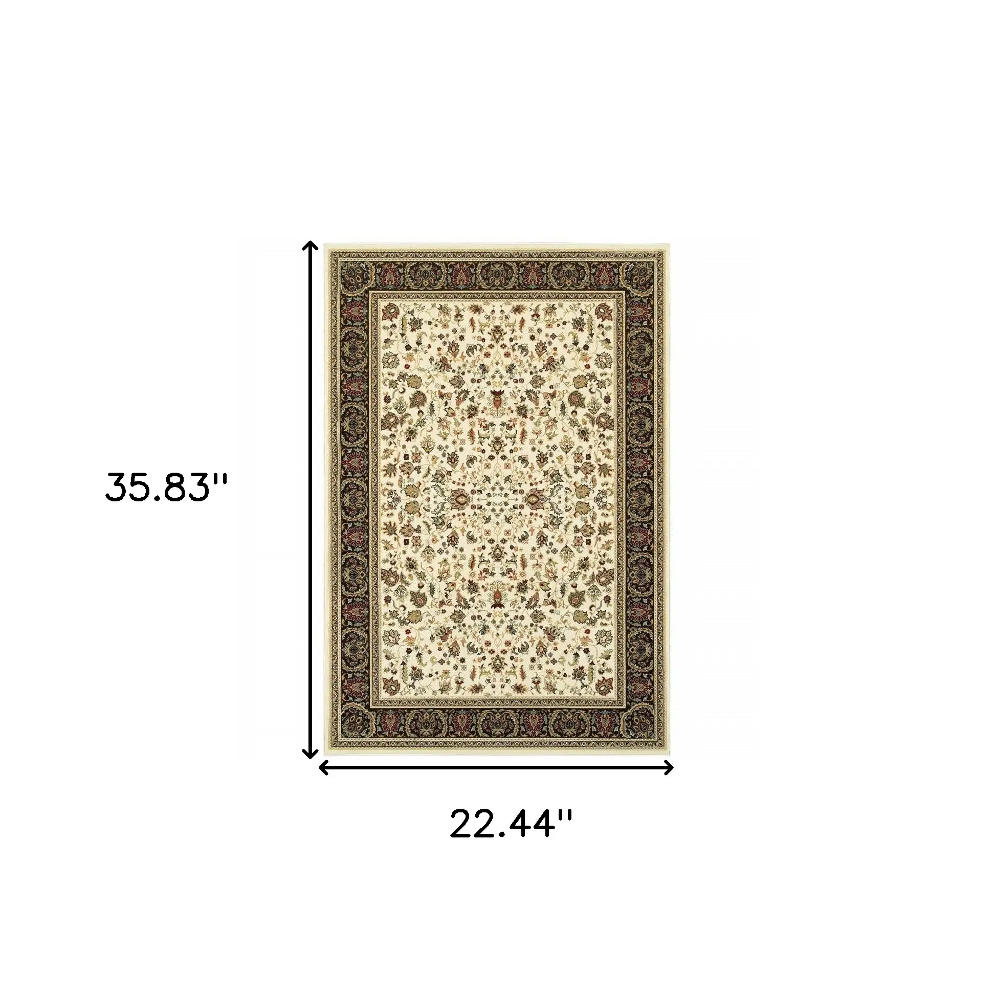 2' X 4' Ivory And Black Oriental Power Loom Stain Resistant Area Rug - Image 6