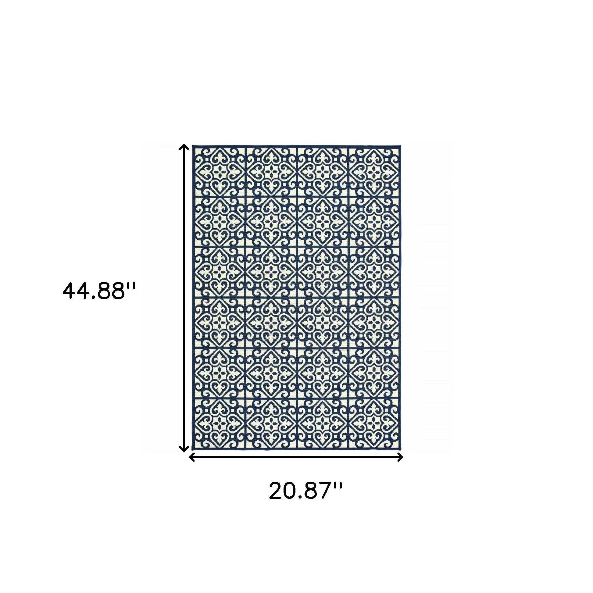 2' X 4' Ivory and Blue Geometric Stain Resistant Indoor Outdoor Area Rug - Image 5