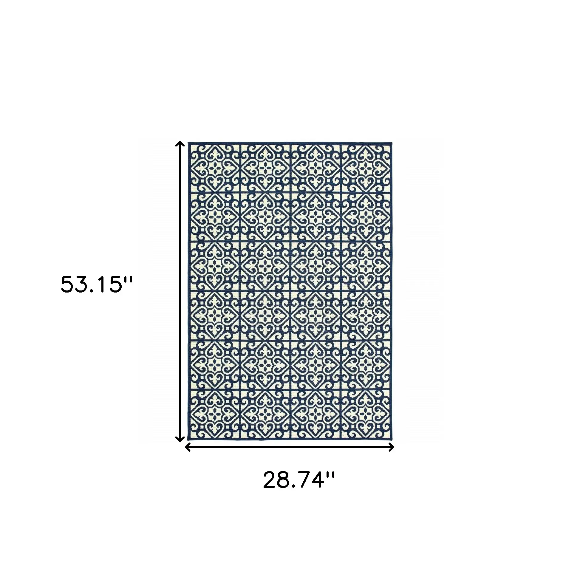2' X 4' Ivory and Blue Geometric Stain Resistant Indoor Outdoor Area Rug - Image 5