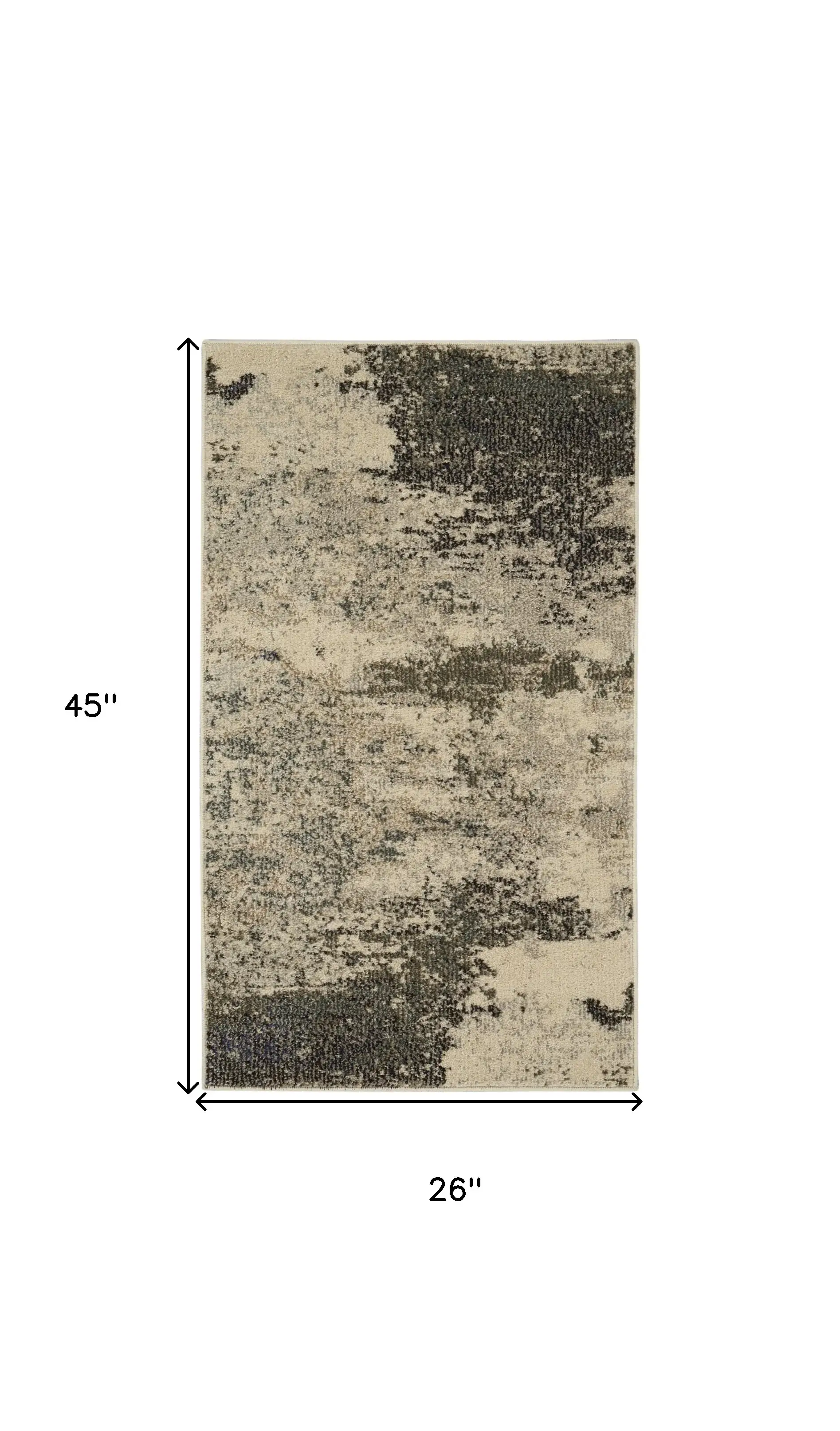 2' X 4' Ivory And Grey Abstract Power Loom Non Skid Area Rug - Image 5