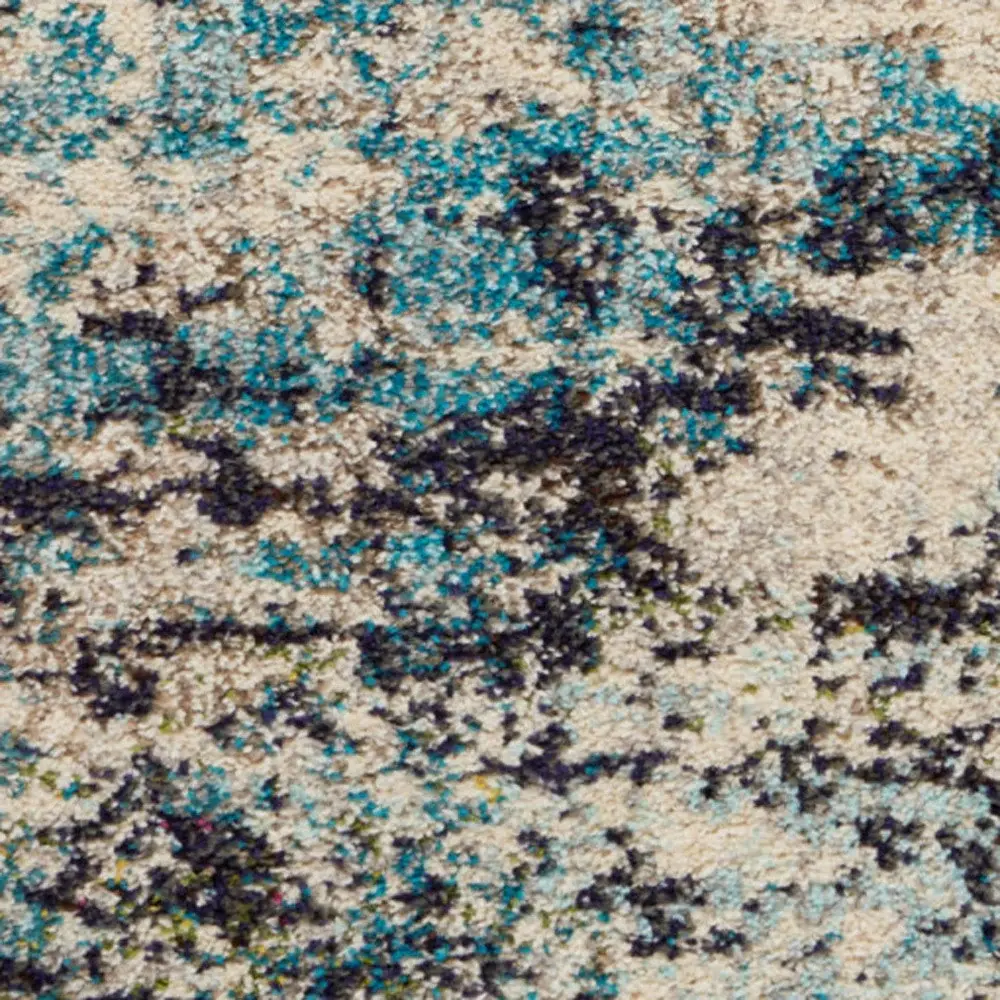 2' X 4' Ivory And Teal Blue Abstract Power Loom Non Skid Area Rug - Image 3