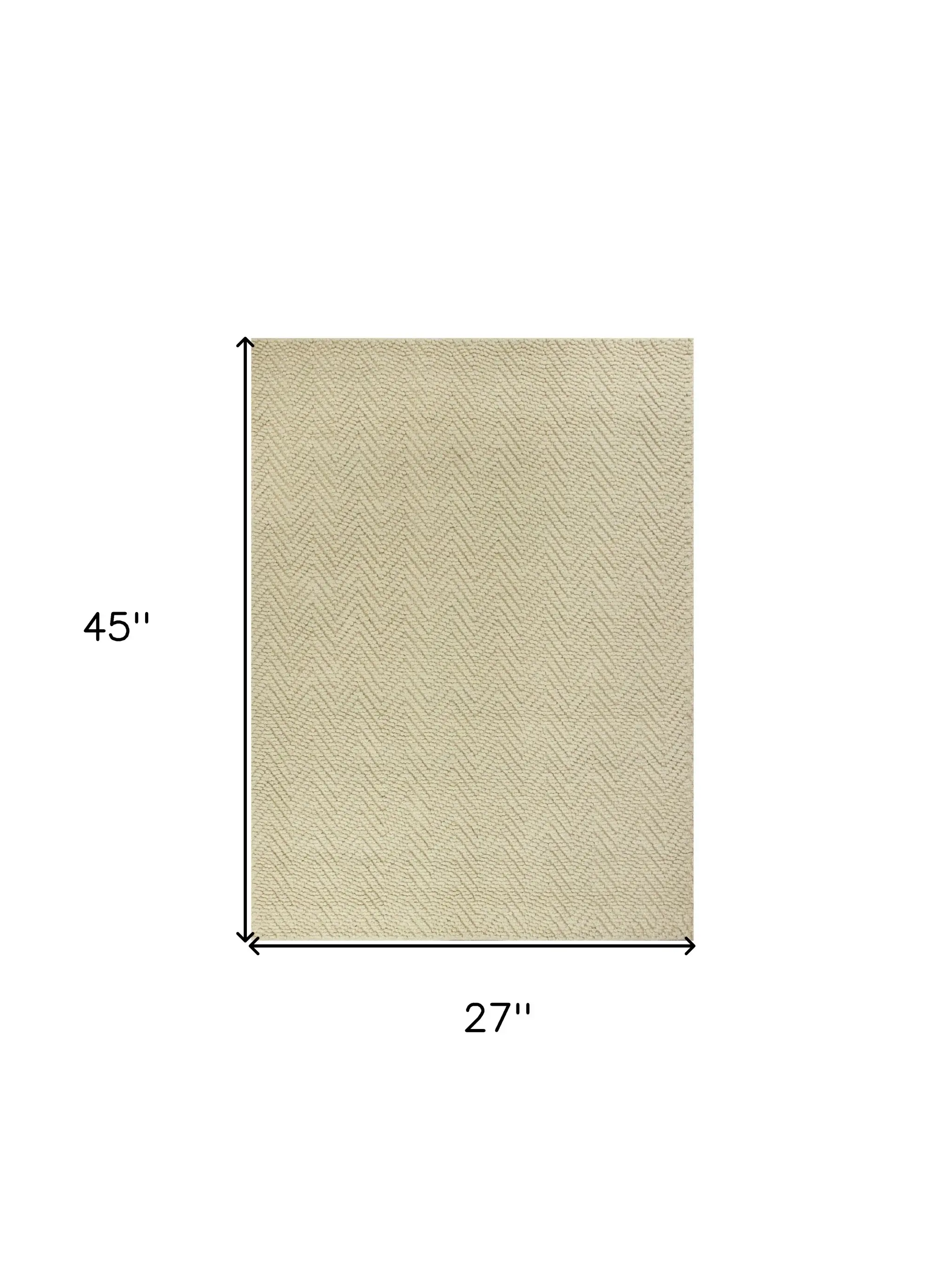 2' X 4' Ivory Chevron Hand Woven Area Rug - Image 3