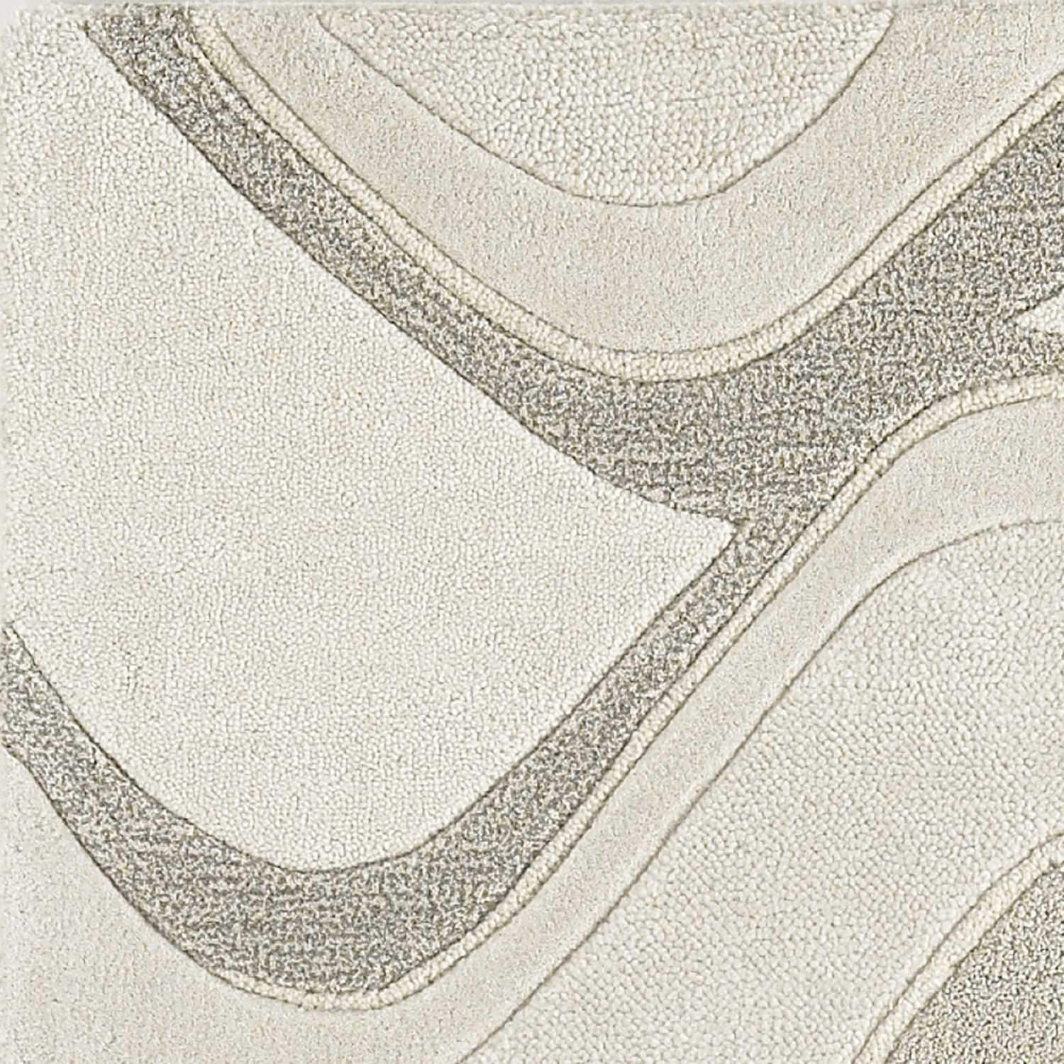 2' X 4' Ivory Hand Tufted Abstract Waves Indoor Accent Rug - Image 2