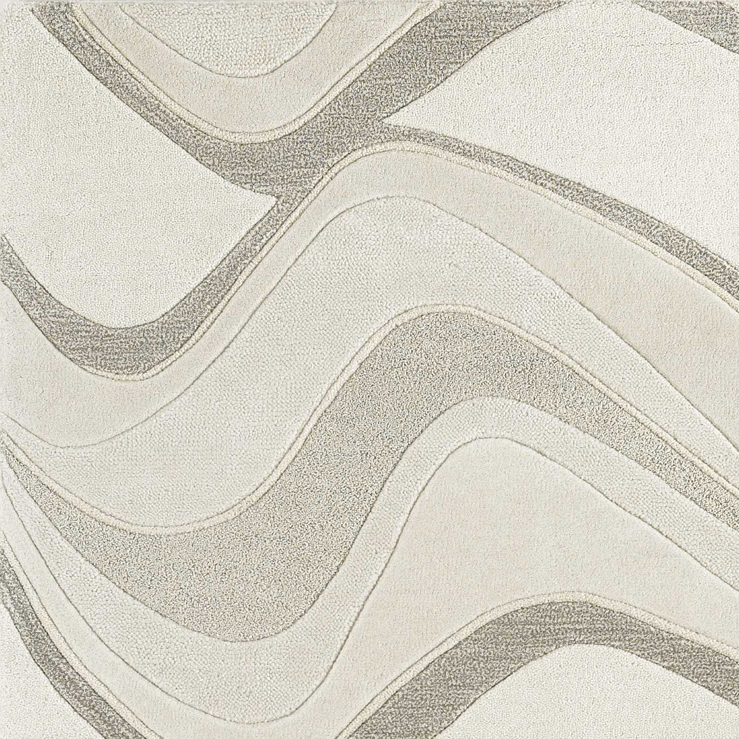 2' X 4' Ivory Hand Tufted Abstract Waves Indoor Accent Rug - Image 3