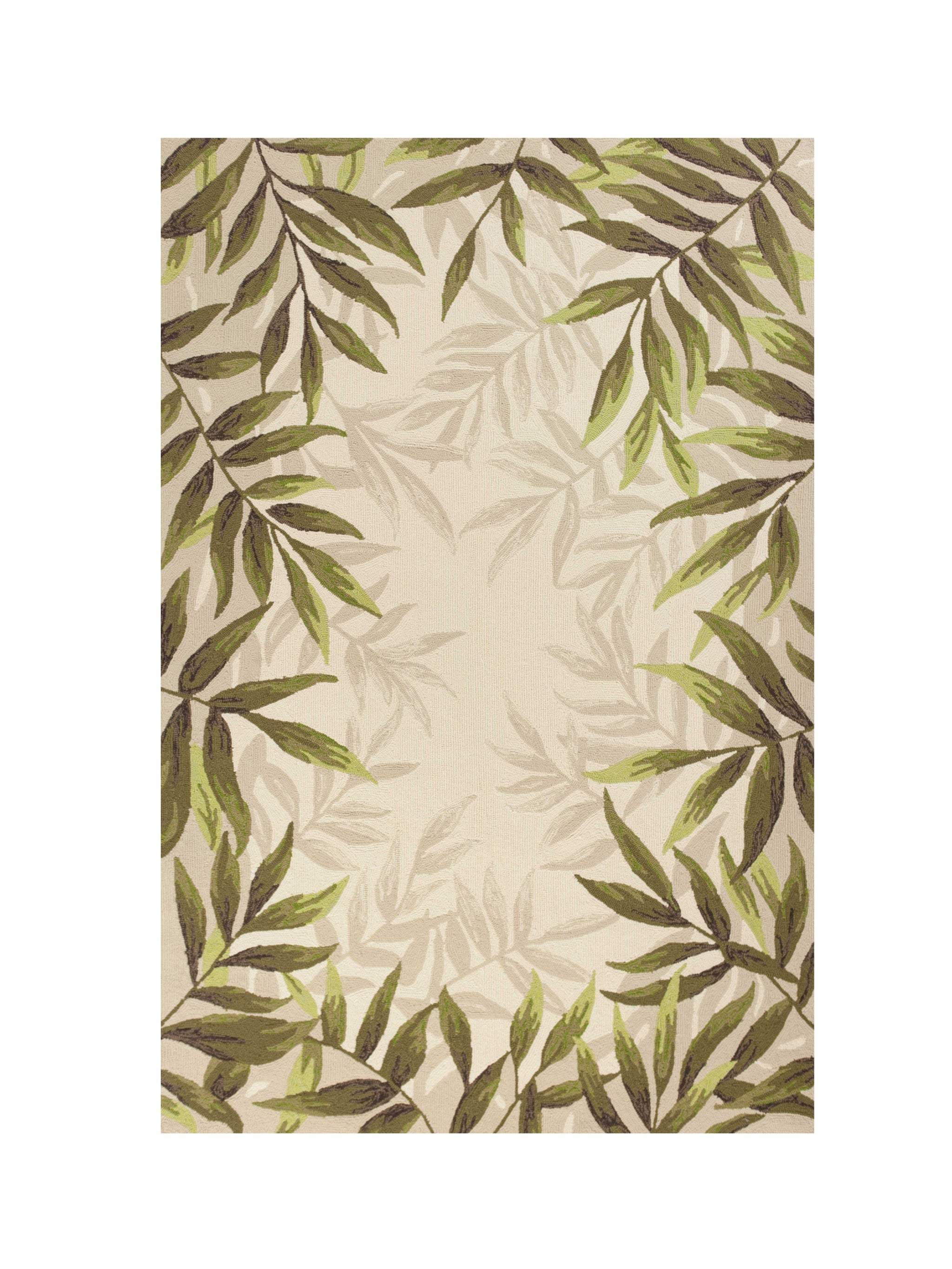 2' X 4' Ivory Leaves Bordered Wool Area Rug - Image 2