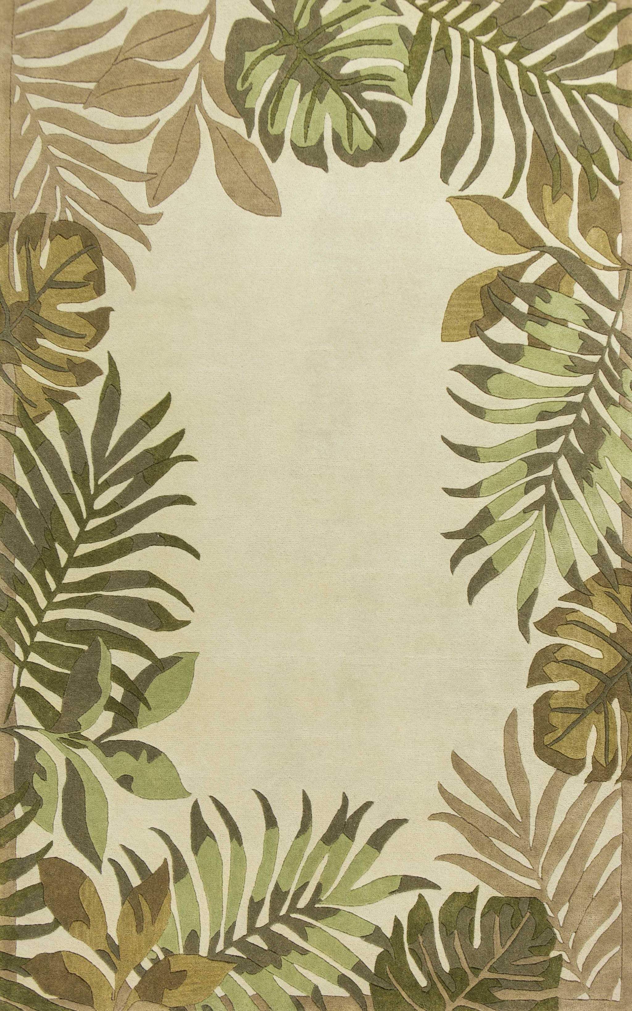 2' X 4' Ivory Leaves Bordered Wool Area Rug - Image 4