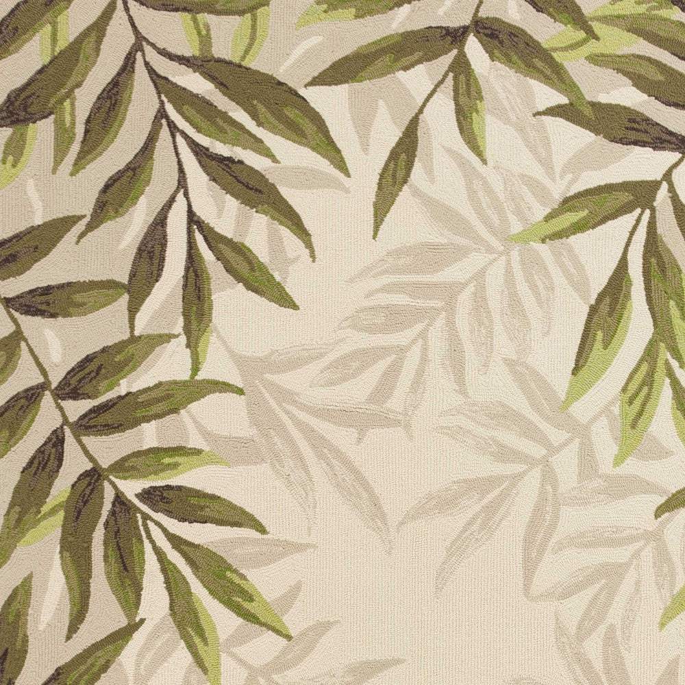 2' X 4' Ivory Leaves Bordered Wool Area Rug - Image 5