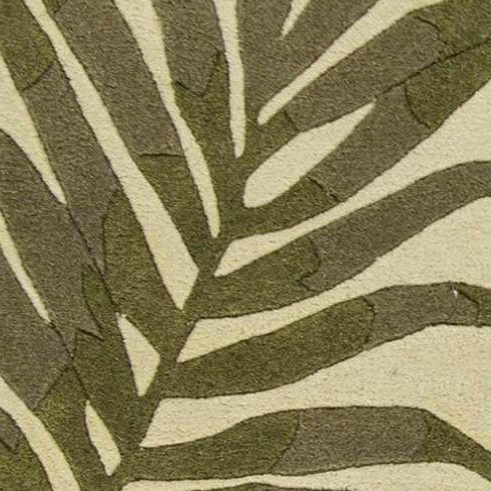 2' X 4' Ivory Leaves Bordered Wool Area Rug - Image 7