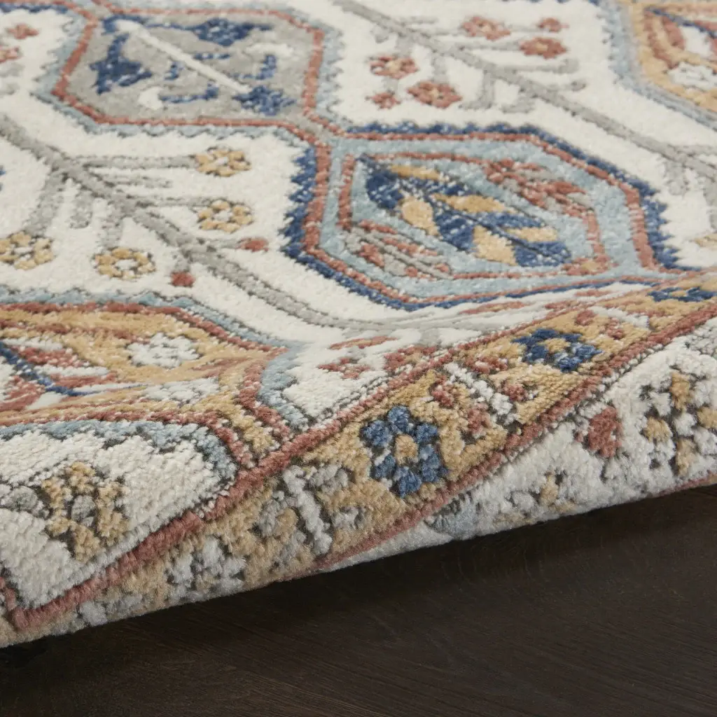 2' X 4' Ivory Southwestern Power Loom Non Skid Area Rug - Image 6
