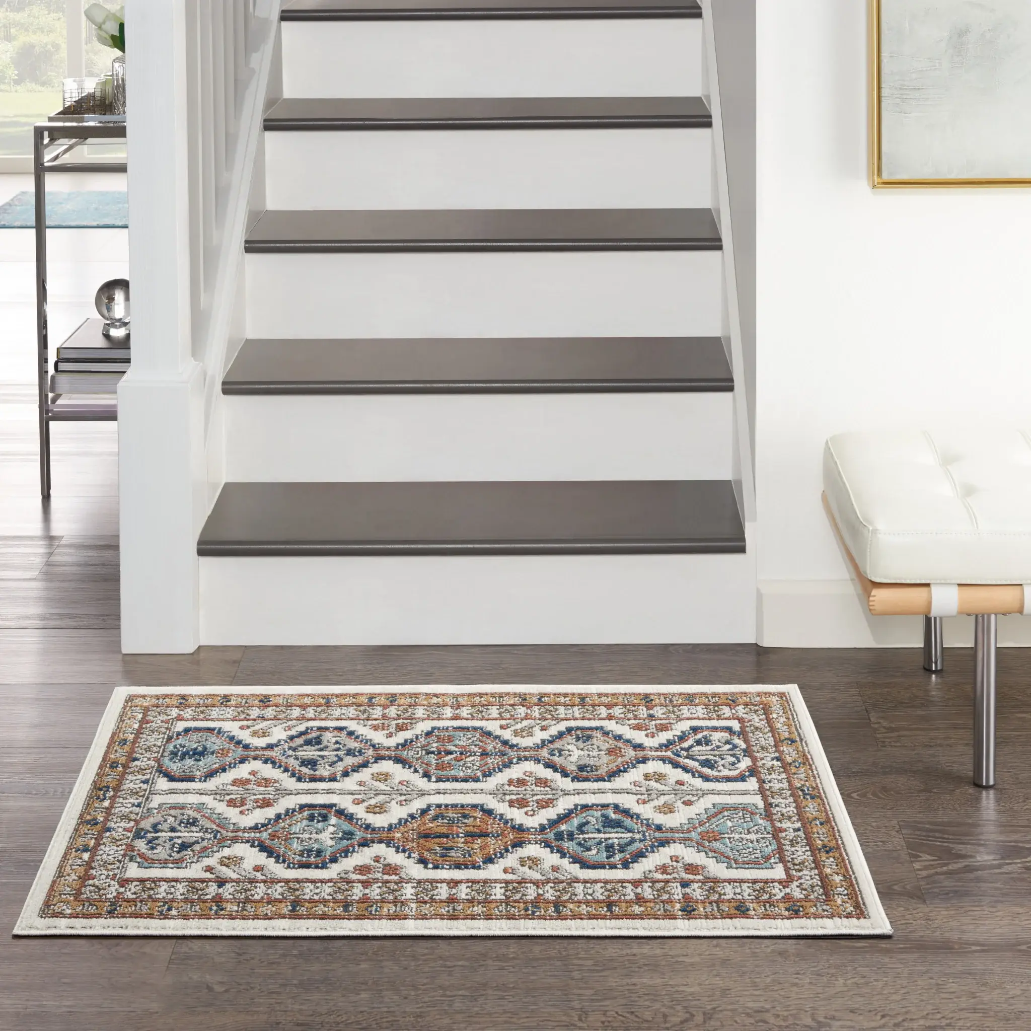 2' X 4' Ivory Southwestern Power Loom Non Skid Area Rug - Image 9