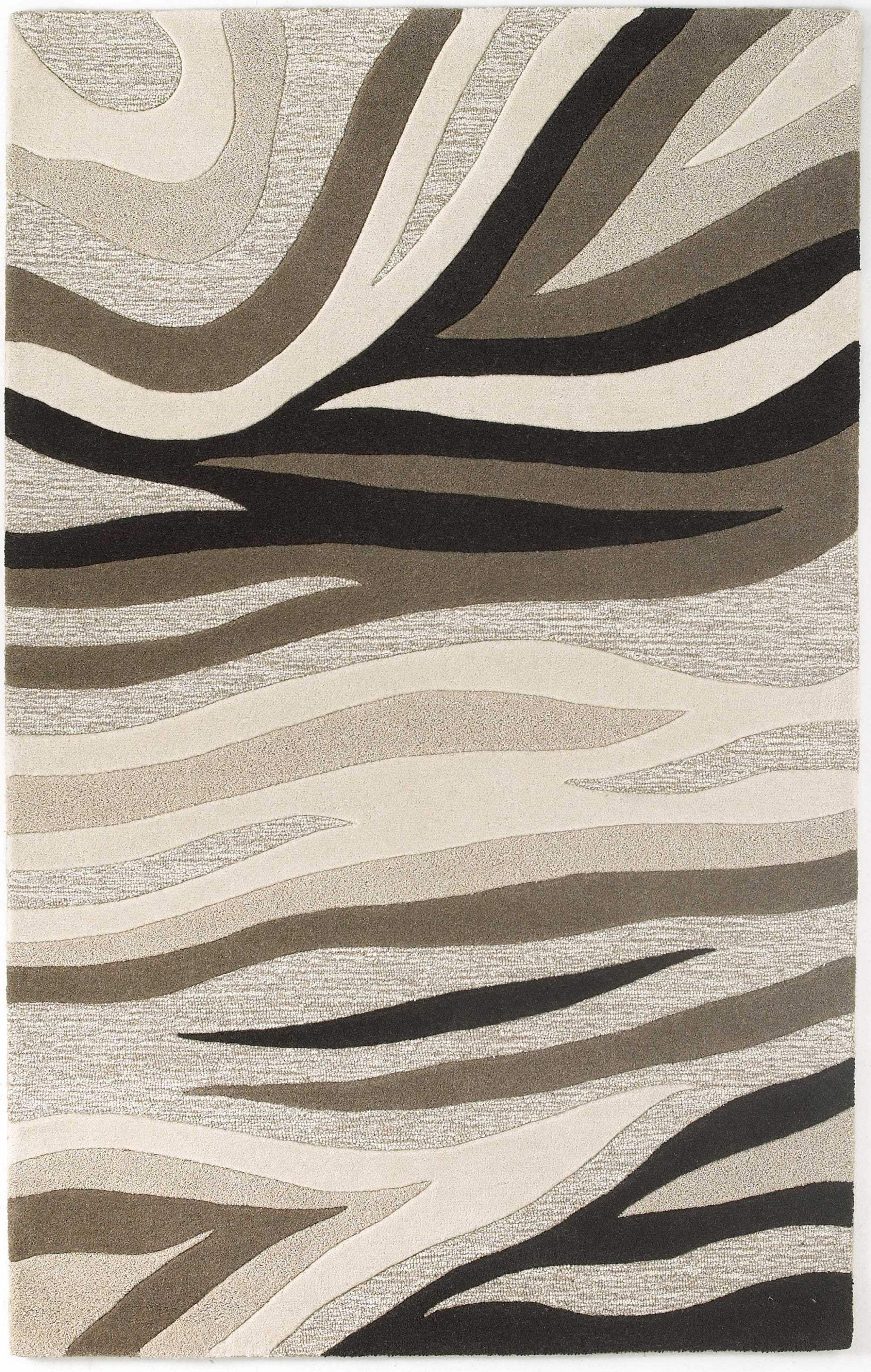 2' X 4' Natural Beige Hand Tufted Abstract Waves Indoor Accent Rug - Image 2