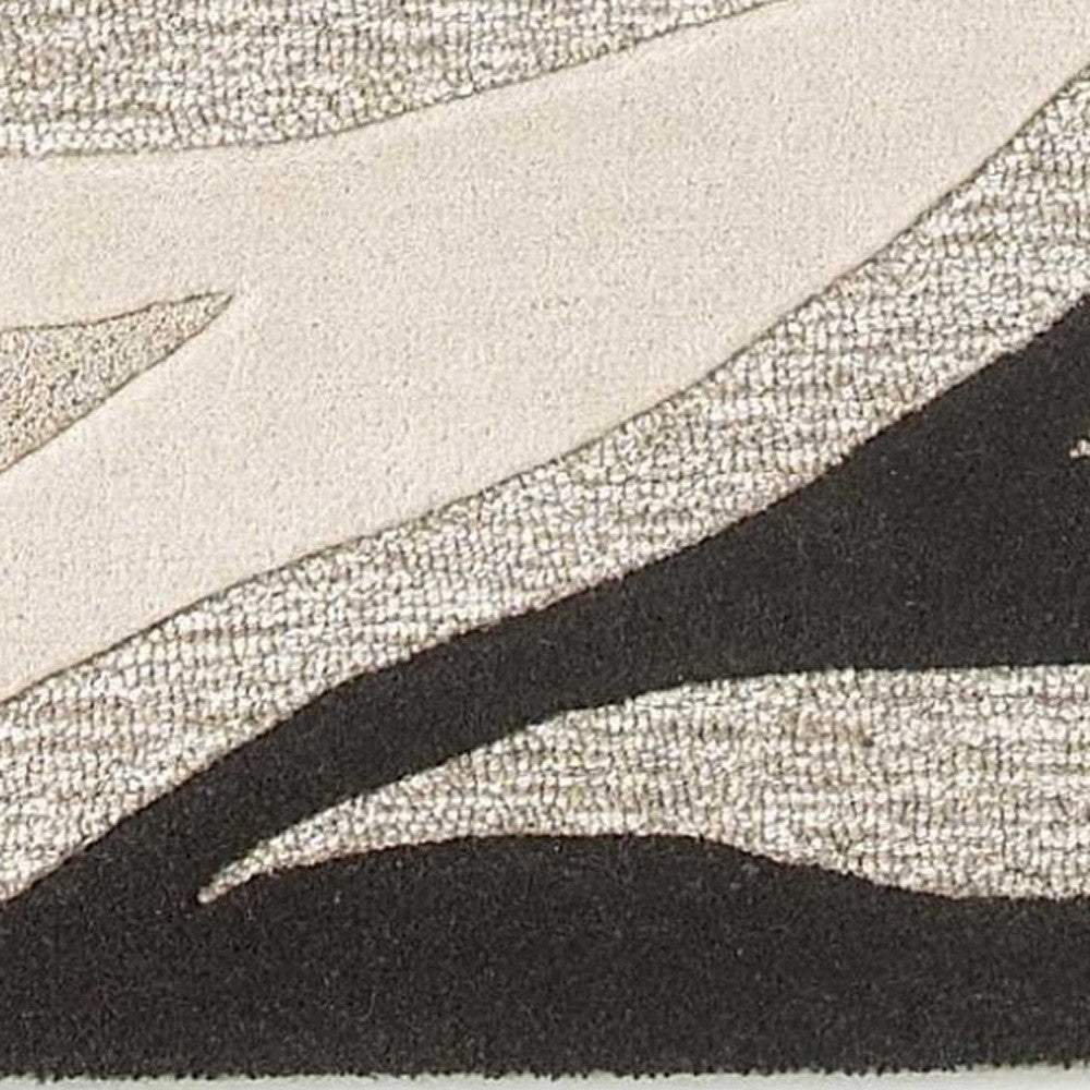 2' X 4' Natural Beige Hand Tufted Abstract Waves Indoor Accent Rug - Image 6