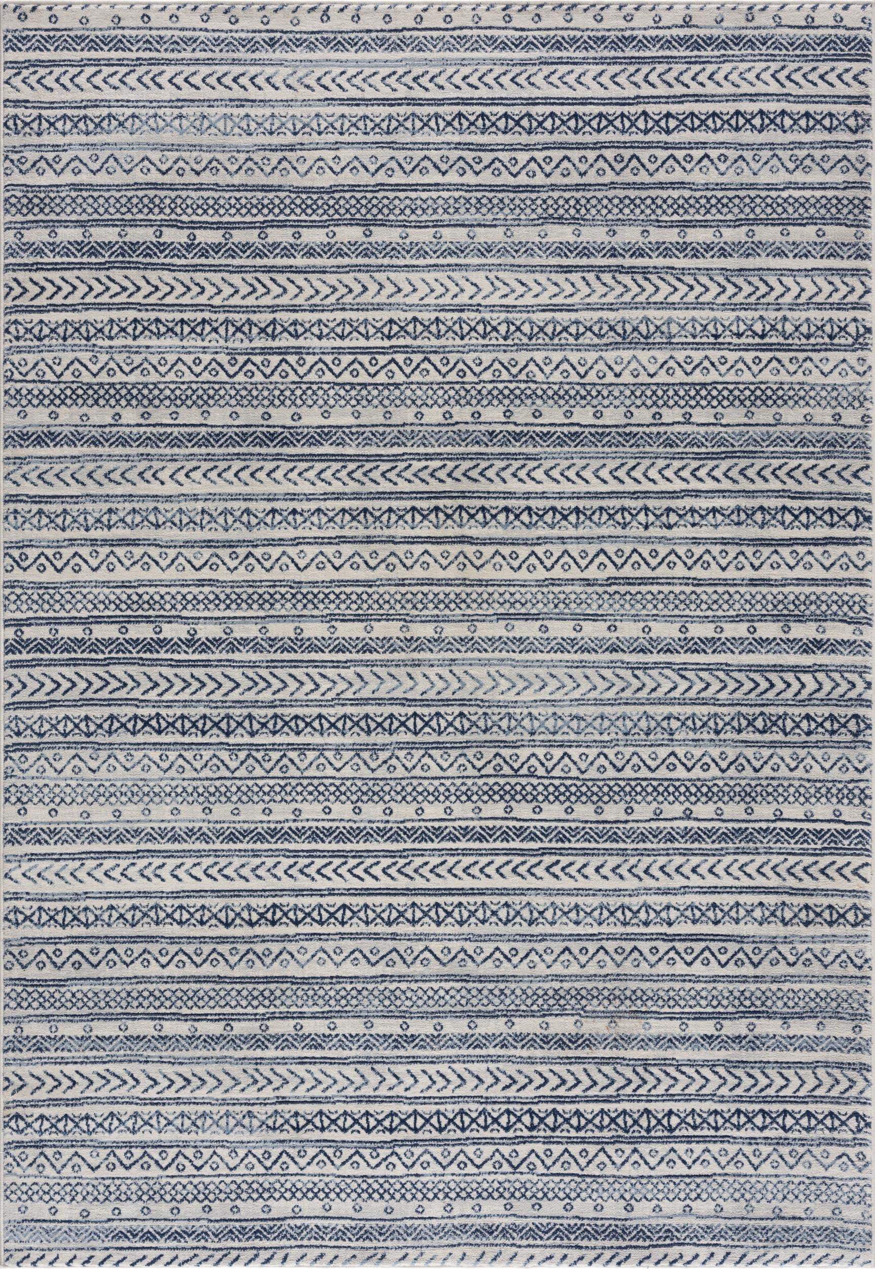2' X 4' Navy Blue Decorative Stripes Area Rug - Image 2