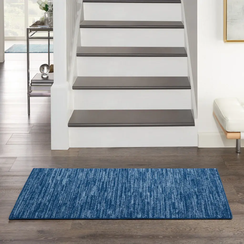 2' X 4' Navy Blue Non Skid Indoor Outdoor Runner Rug - Image 4