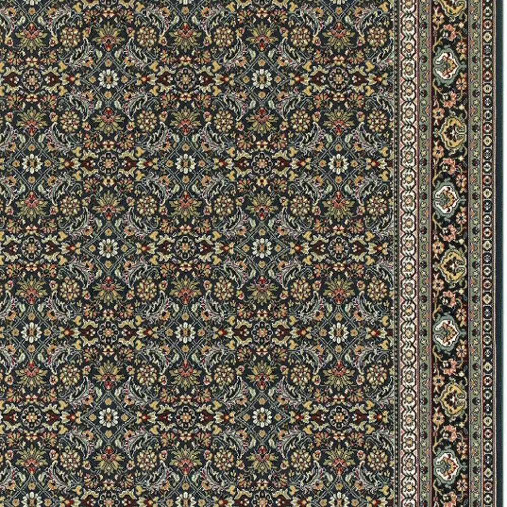 2' X 4' Navy Blue Oriental Power Loom Stain Resistant Area Rug - Image 2