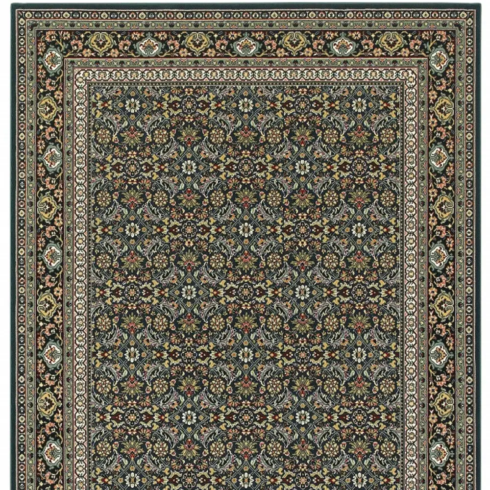 2' X 4' Navy Blue Oriental Power Loom Stain Resistant Area Rug - Image 3