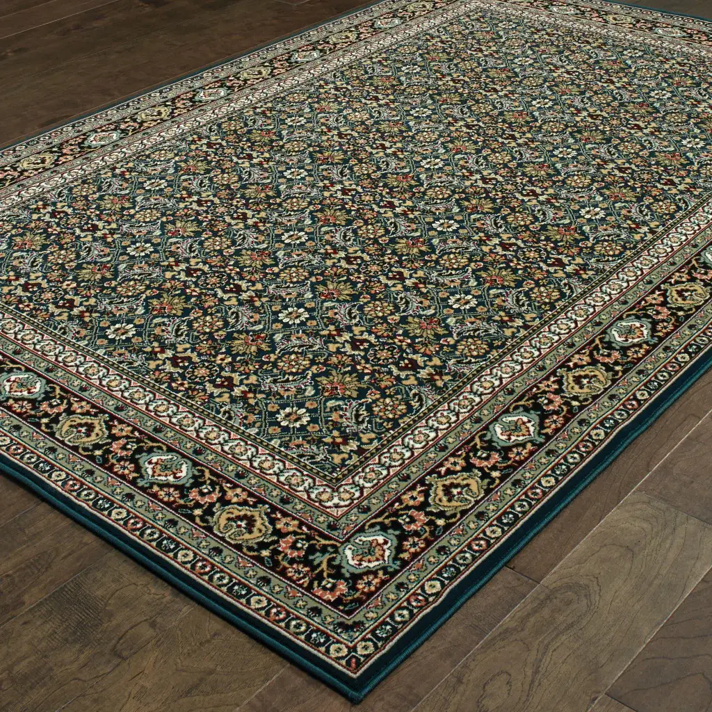 2' X 4' Navy Blue Oriental Power Loom Stain Resistant Area Rug - Image 5