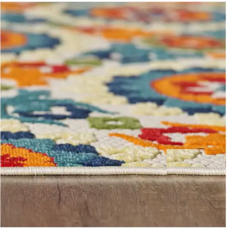 2' X 4' Orange And Ivory Moroccan Stain Resistant Indoor Outdoor Area Rug - Image 2