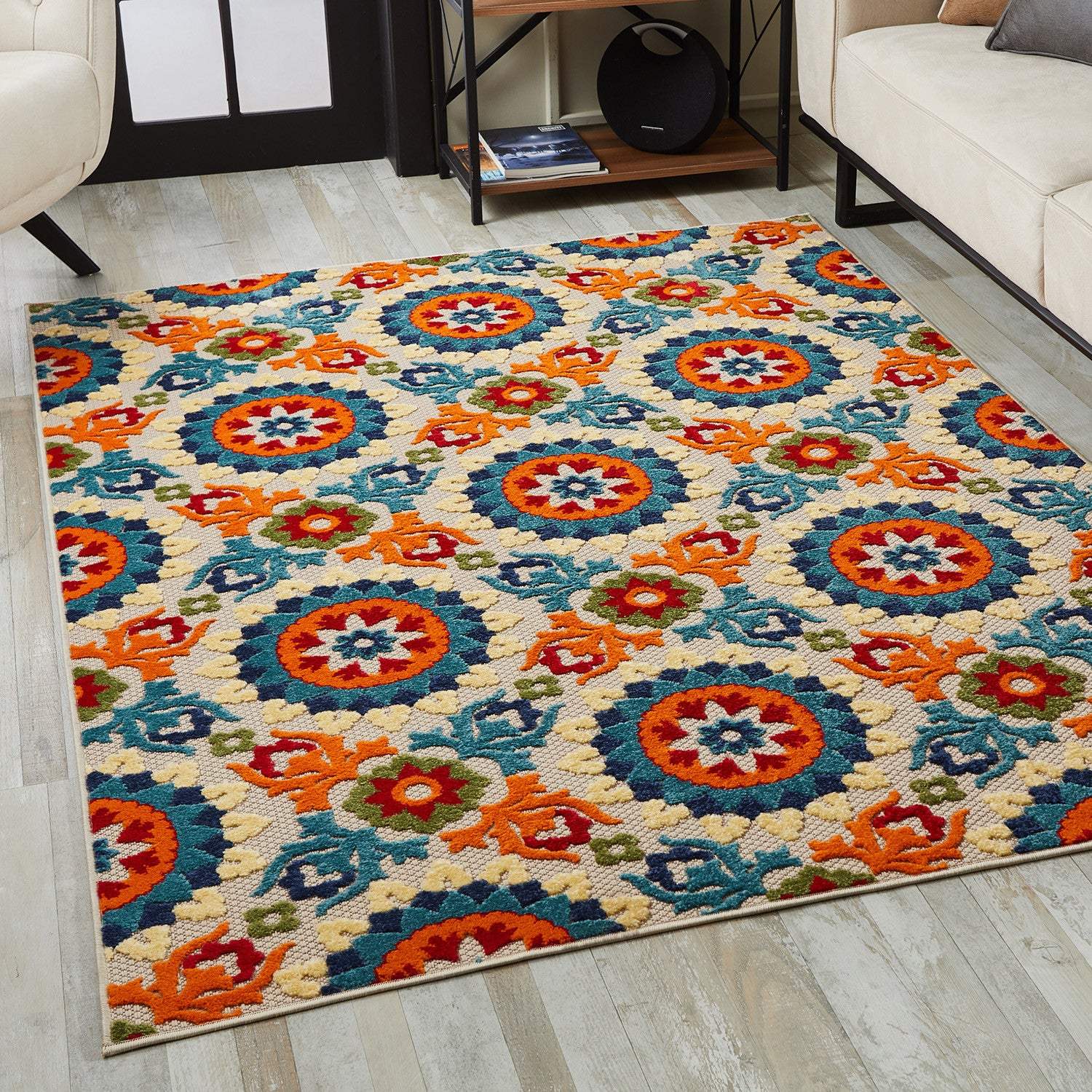 2' X 4' Orange And Ivory Moroccan Stain Resistant Indoor Outdoor Area Rug - Image 5