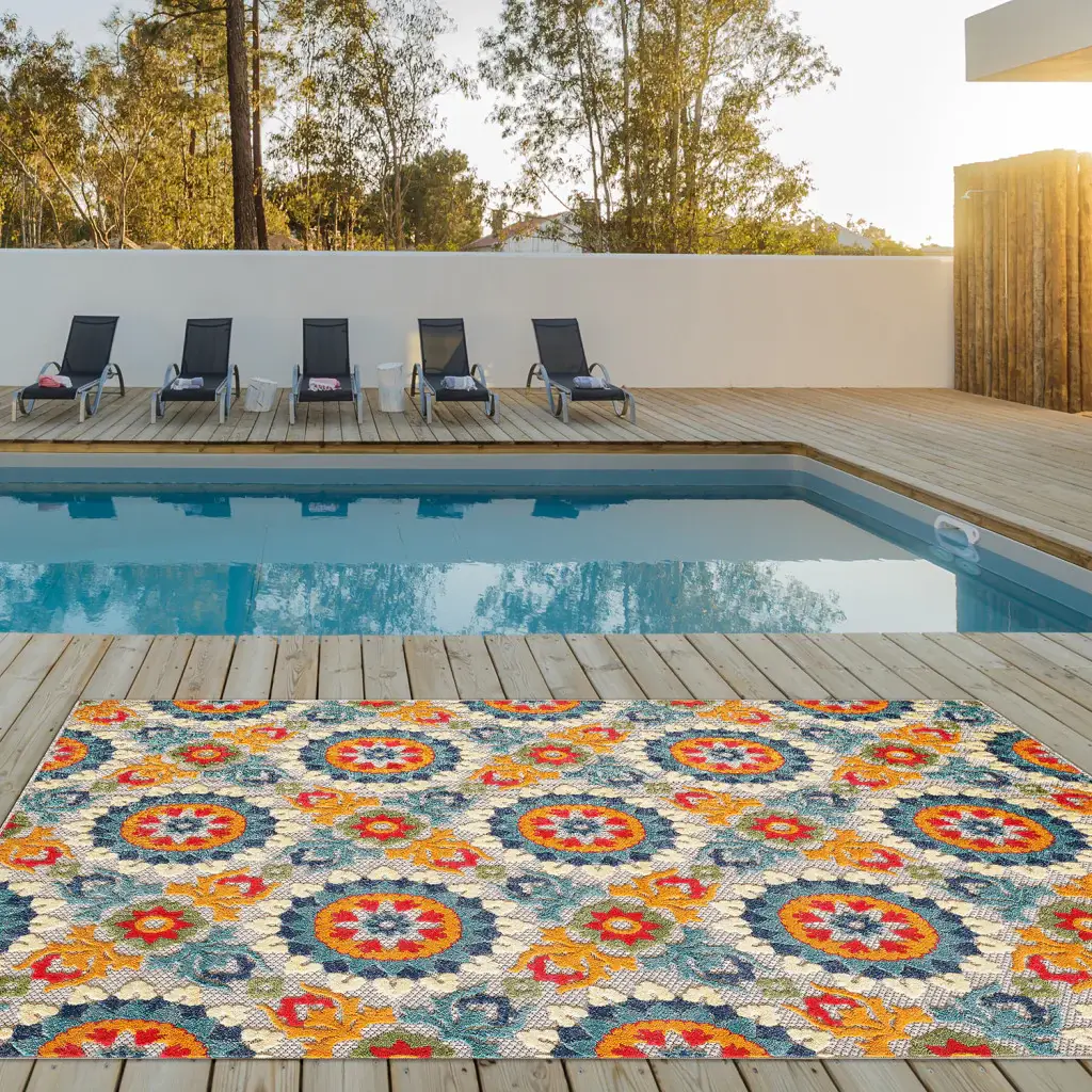 2' X 4' Orange And Ivory Moroccan Stain Resistant Indoor Outdoor Area Rug - Image 6