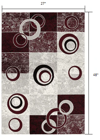 2' X 4' Red Abstract Dhurrie Area Rug - Image 3
