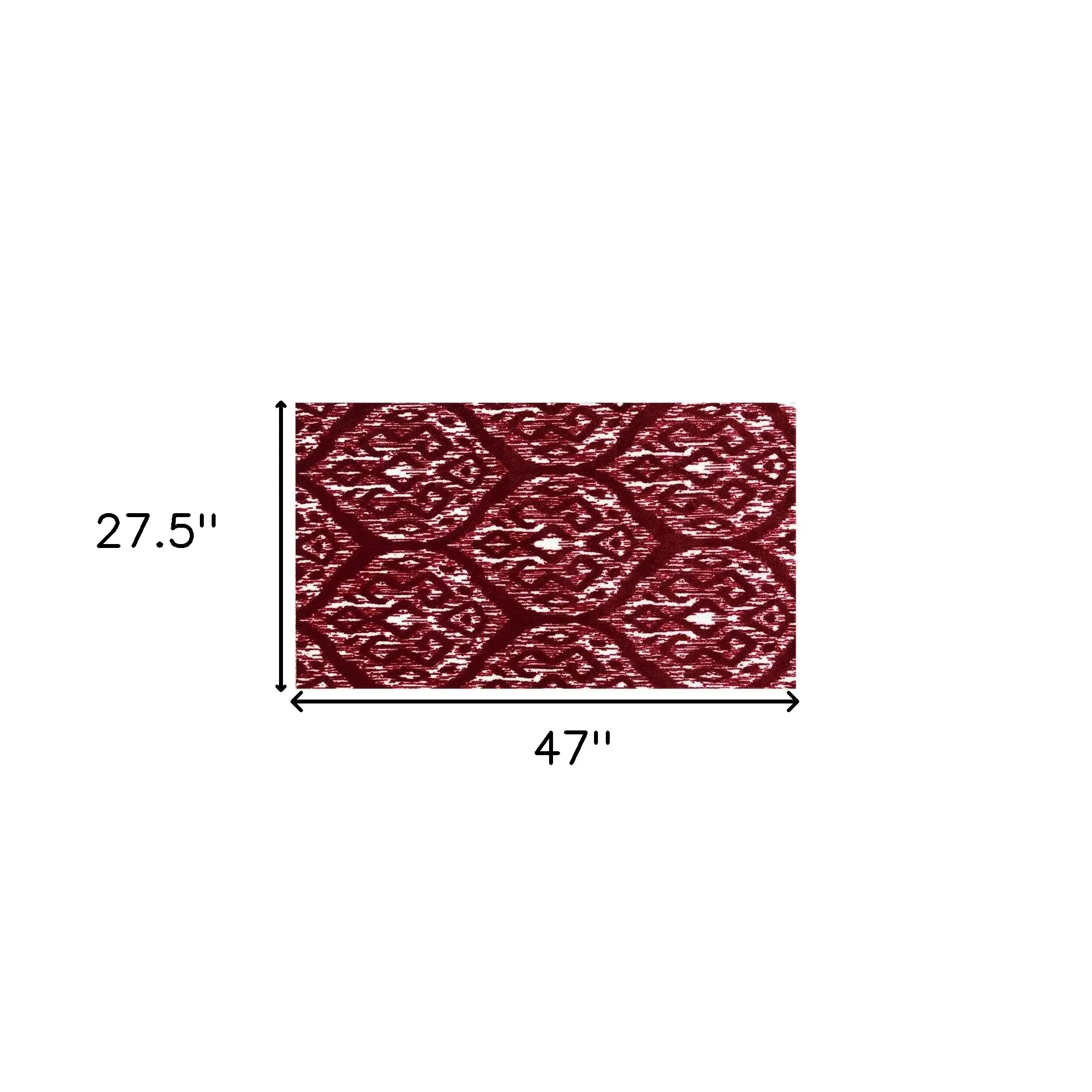 2' X 4' Red And White Ikat Tufted Washable Non Skid Area Rug - Image 3