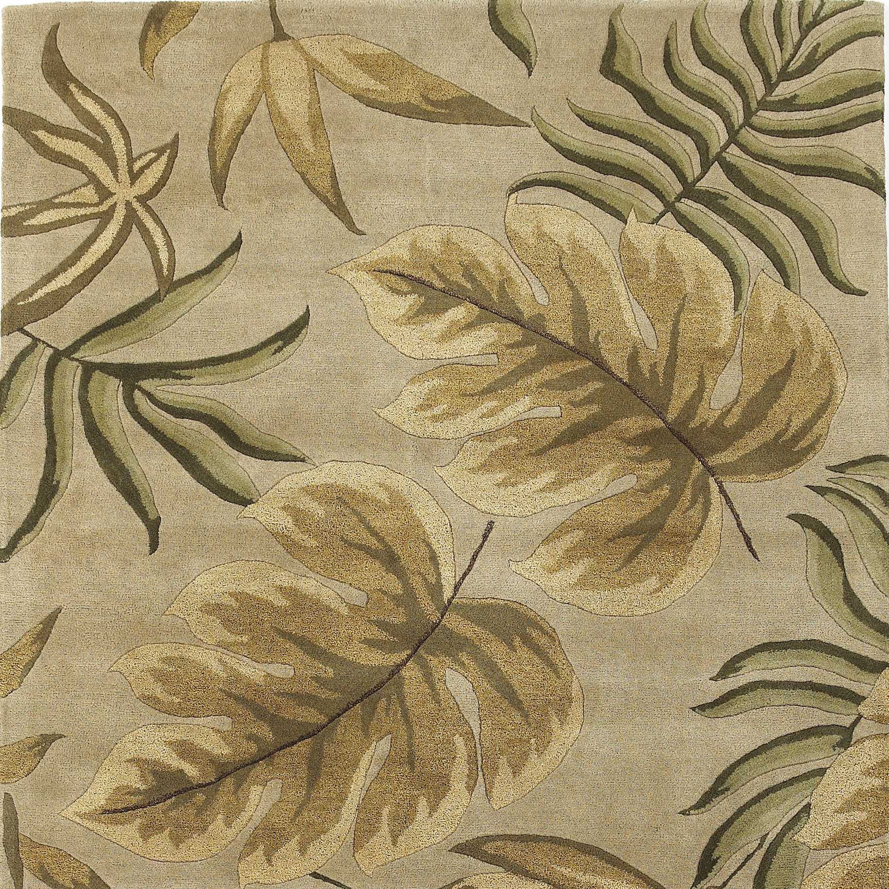 2' X 4' Sand Leaves Wool Area Rug - Image 3