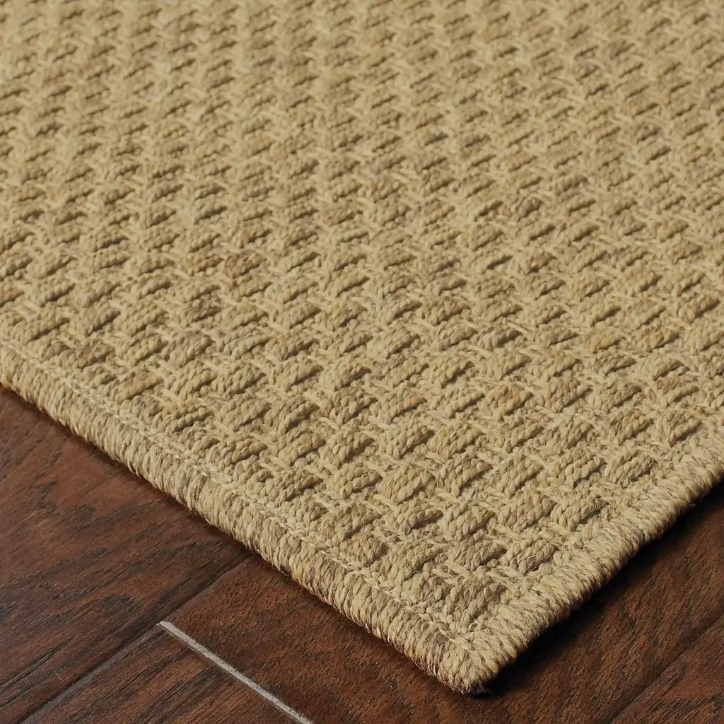 2' X 4' Tan Faux Seagrass Indoor Outdoor Area Rug - Image 5