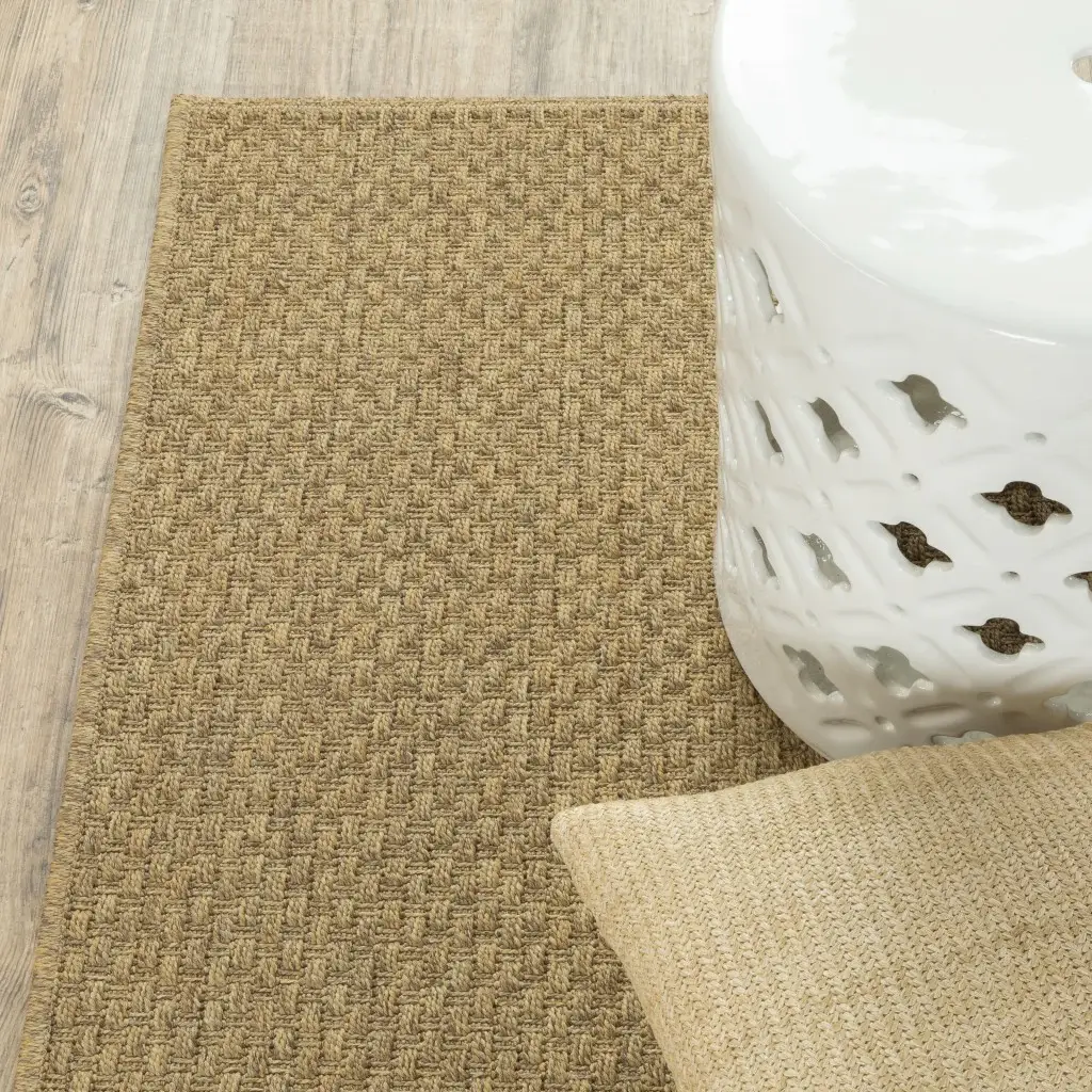2' X 4' Tan Faux Seagrass Indoor Outdoor Area Rug - Image 7