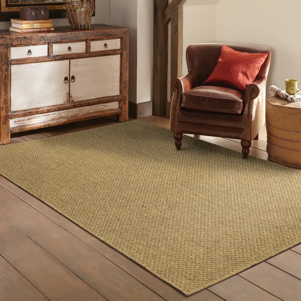 2' X 4' Tan Faux Seagrass Indoor Outdoor Area Rug - Image 8