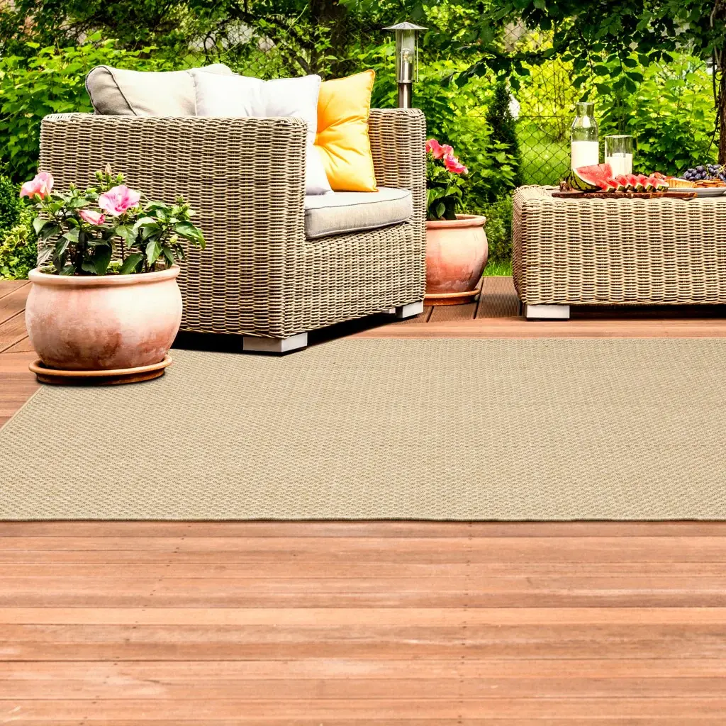2' X 4' Tan Faux Seagrass Indoor Outdoor Area Rug - Image 2