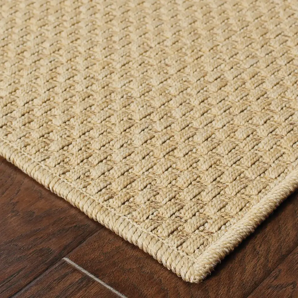 2' X 4' Tan Faux Seagrass Indoor Outdoor Area Rug - Image 6