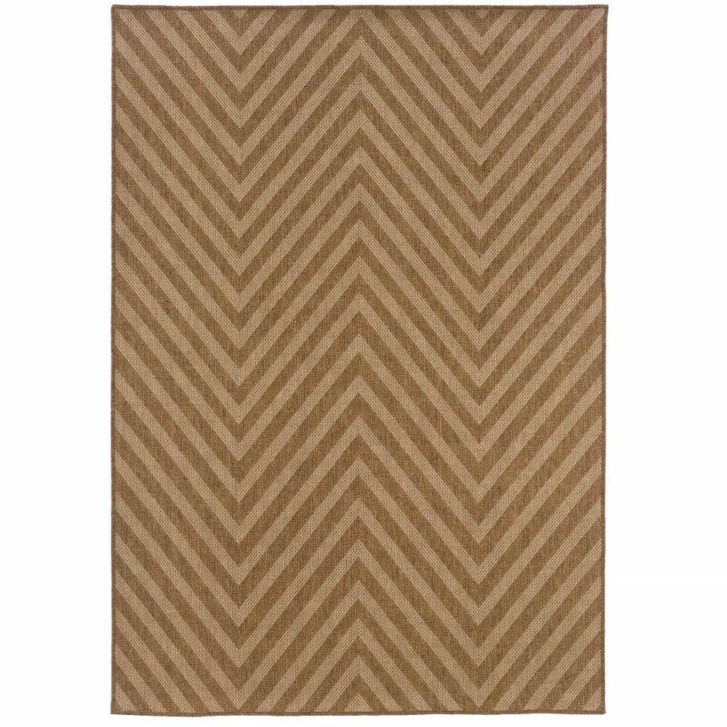 2' X 4' Tan Geometric Stain Resistant Indoor Outdoor Area Rug