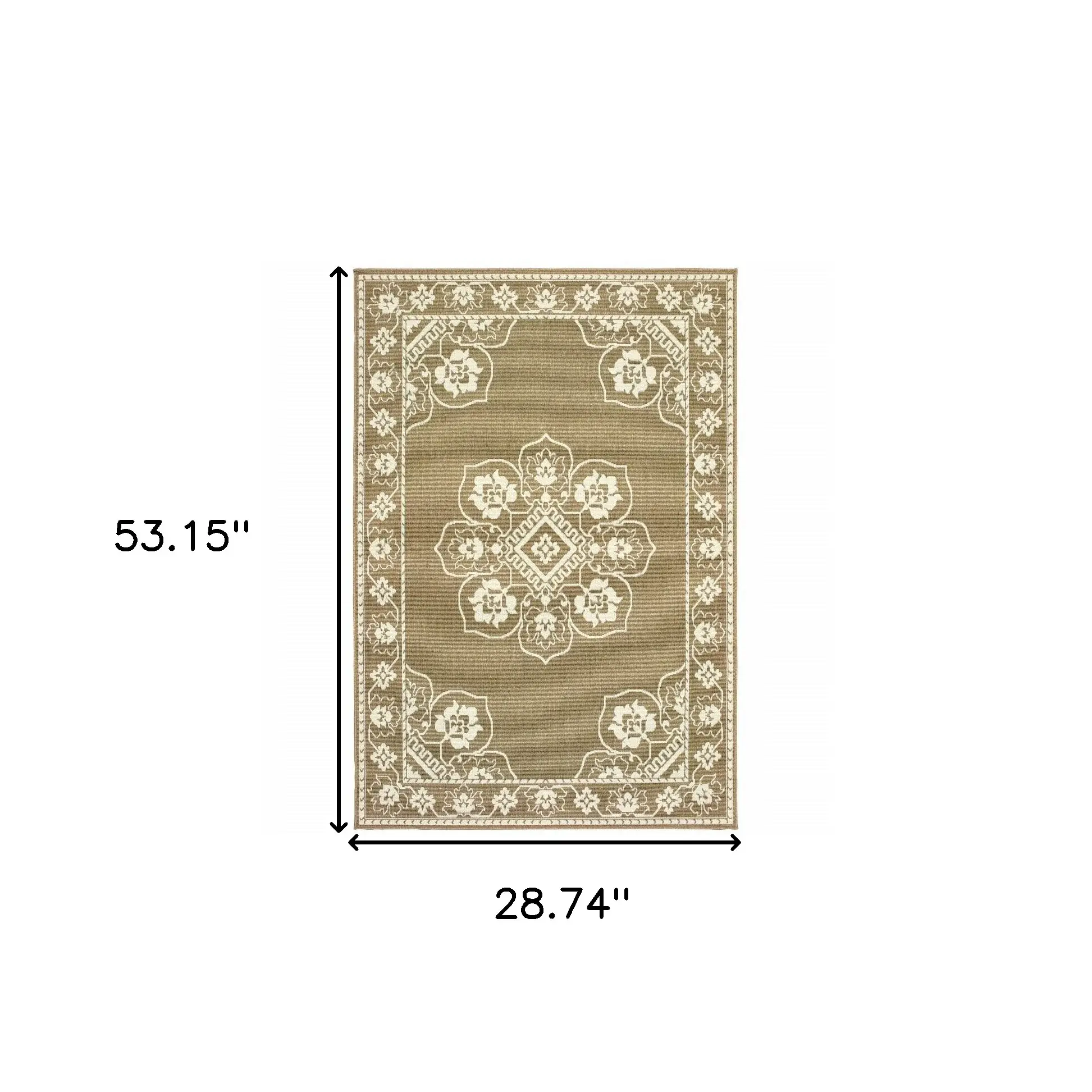 2' X 4' Tan Oriental Stain Resistant Indoor Outdoor Area Rug - Image 5