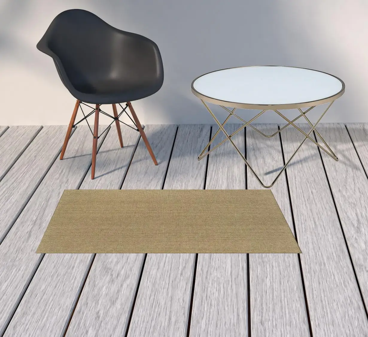 2' X 4' Tan Stain Resistant Indoor Outdoor Area Rug - Image 2