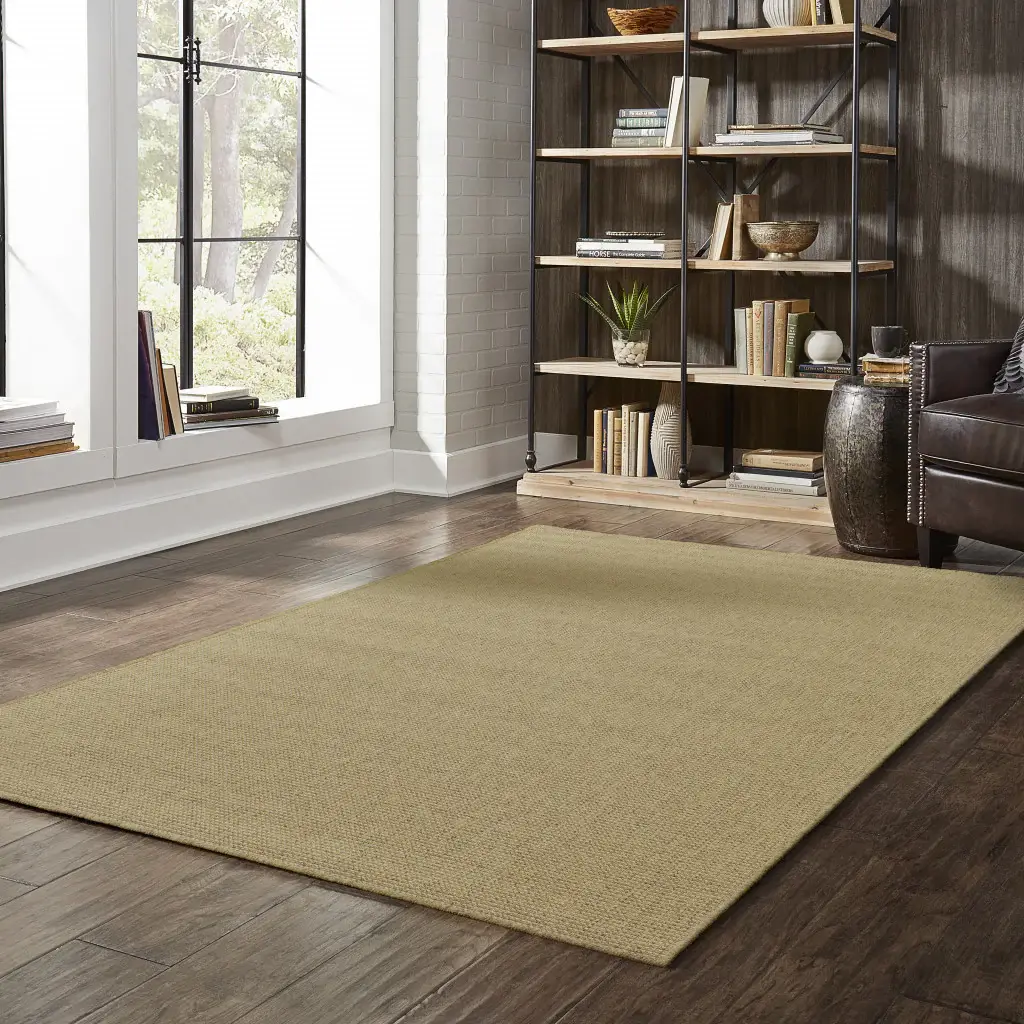 2' X 4' Tan Stain Resistant Indoor Outdoor Area Rug - Image 9