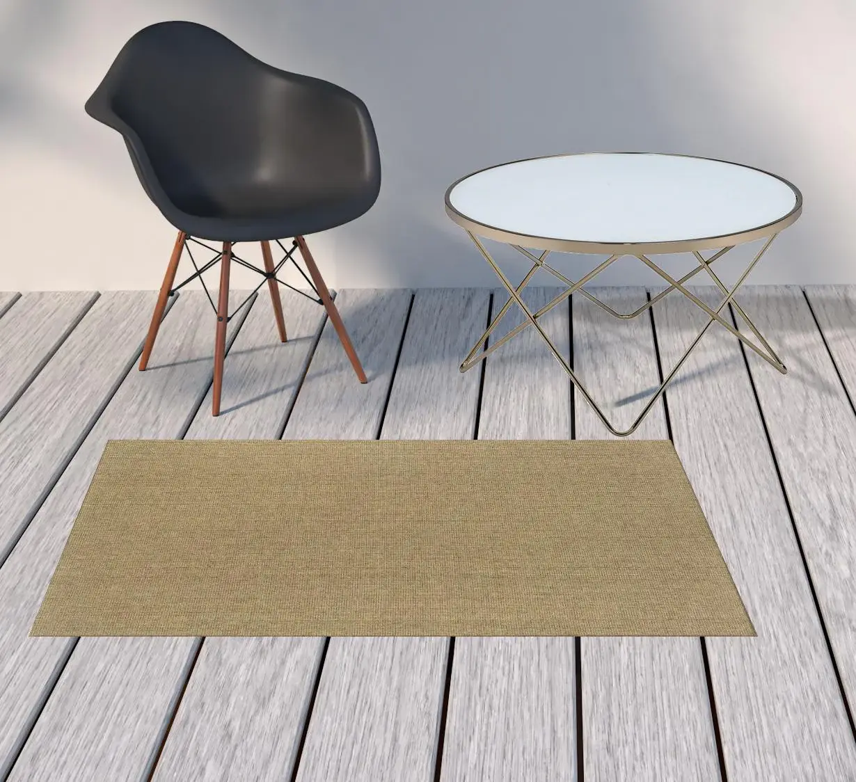 2' X 4' Tan Stain Resistant Indoor Outdoor Area Rug - Image 2
