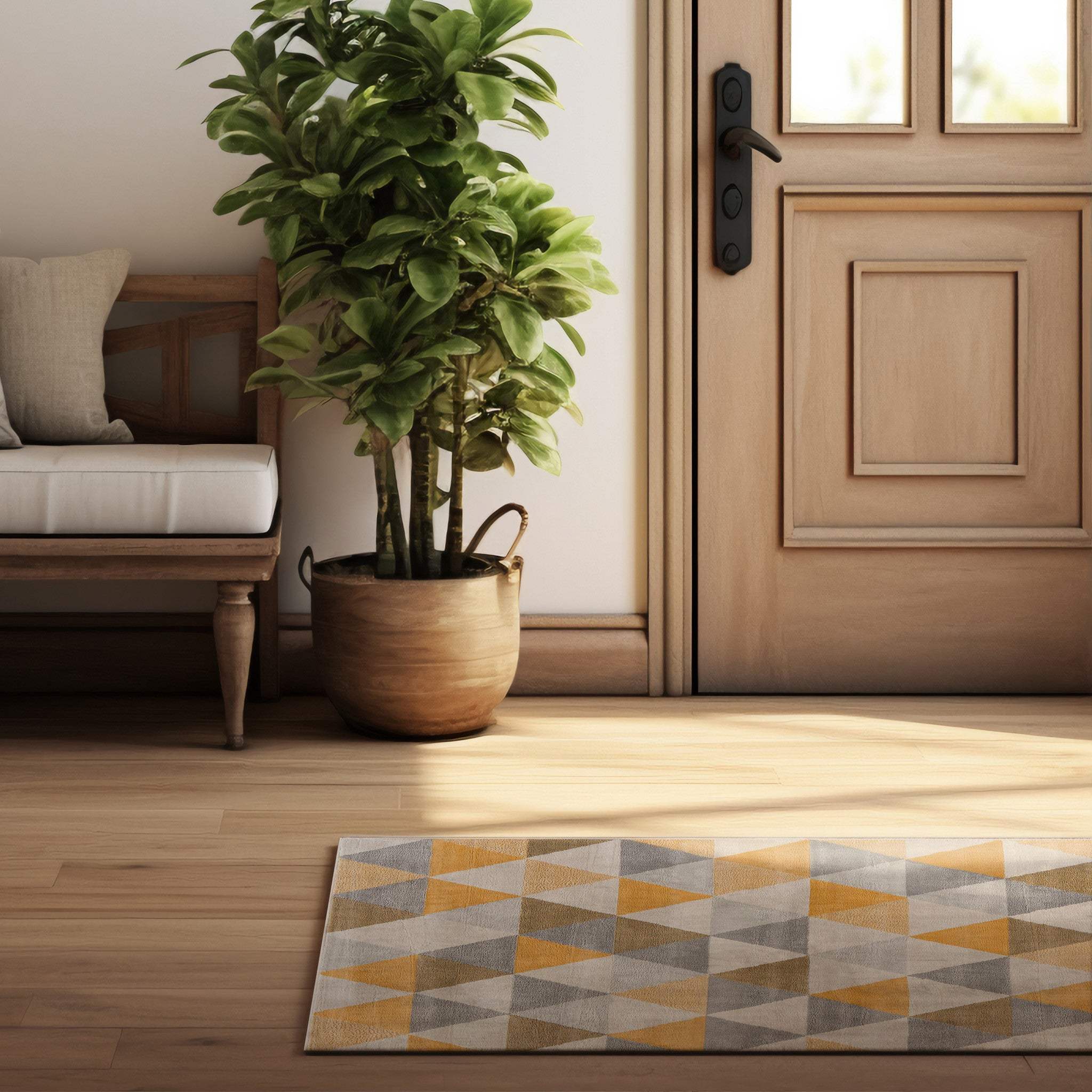 2' X 4' Yellow and Ivory Geometric Area Rug - Image 5