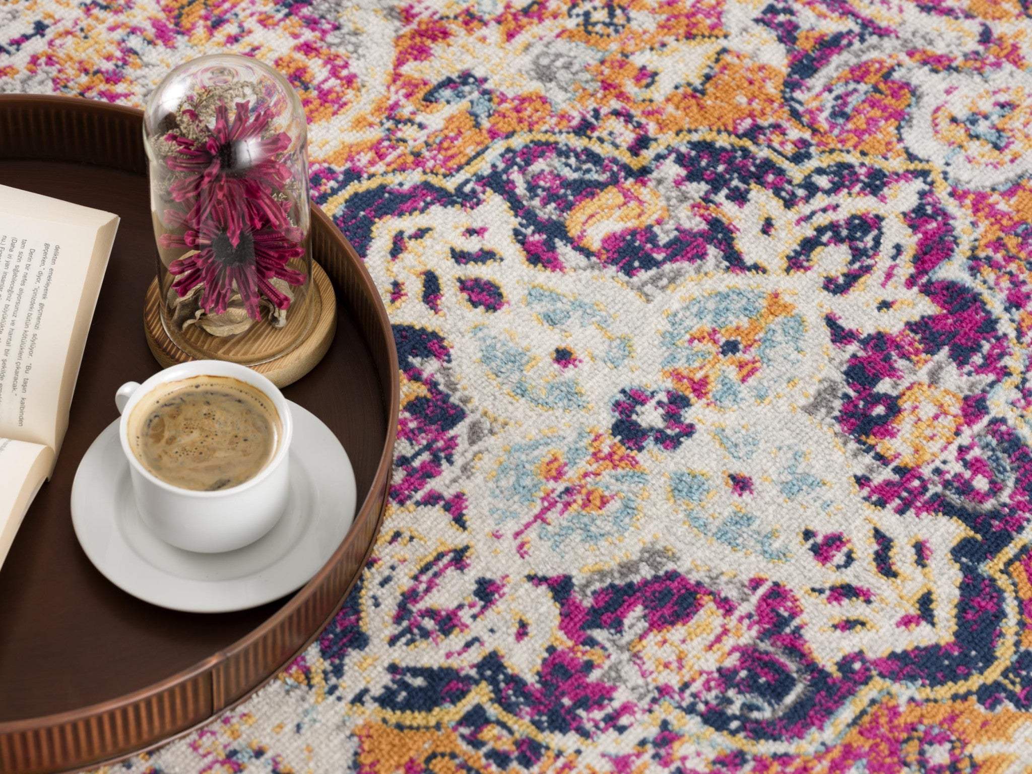 2' X 5' Blue and Beige Medallion Area Rug - Image 4