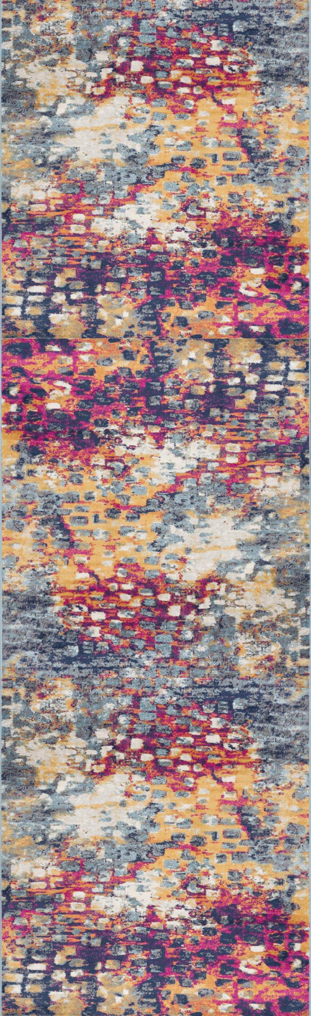 2' X 5' Blue and Ivory Abstract Area Rug - Image 2