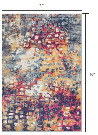 2' X 5' Blue and Ivory Abstract Area Rug - Image 3