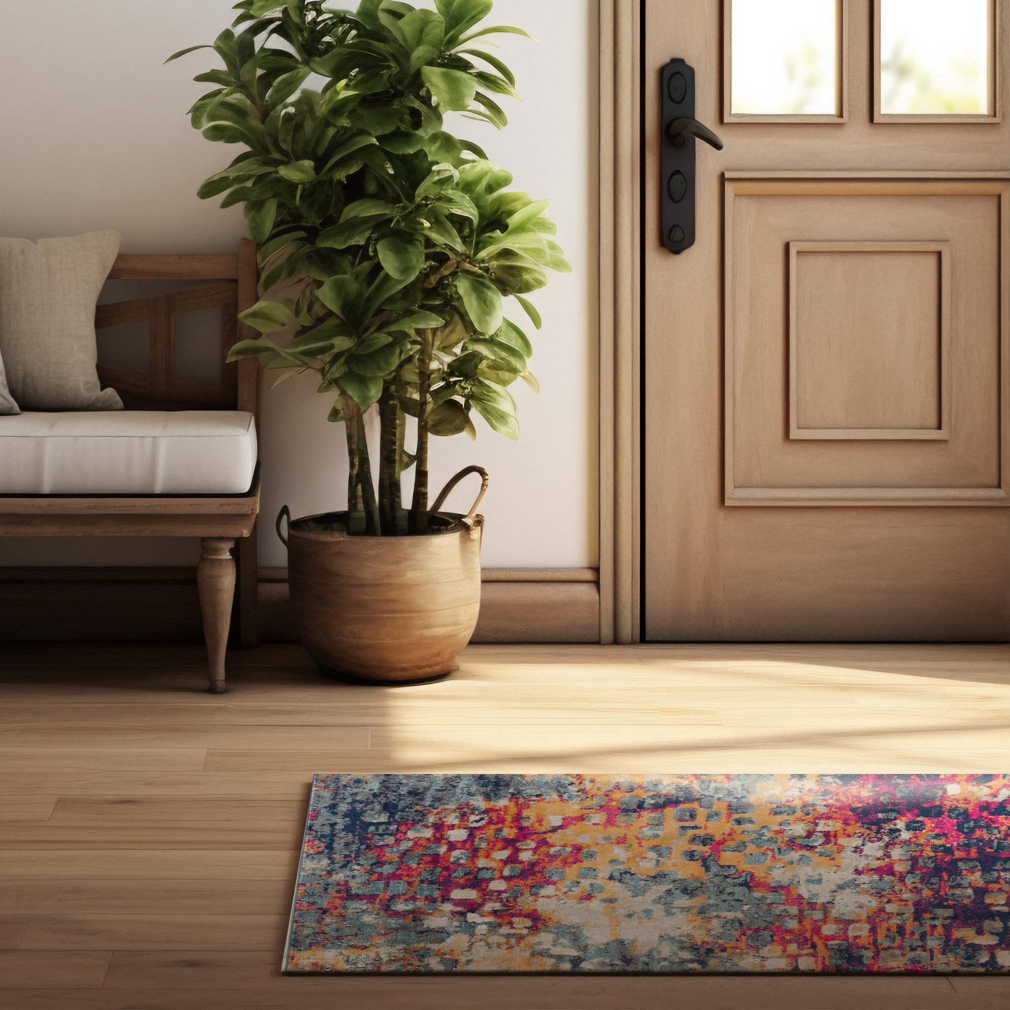 2' X 5' Blue and Ivory Abstract Area Rug - Image 7