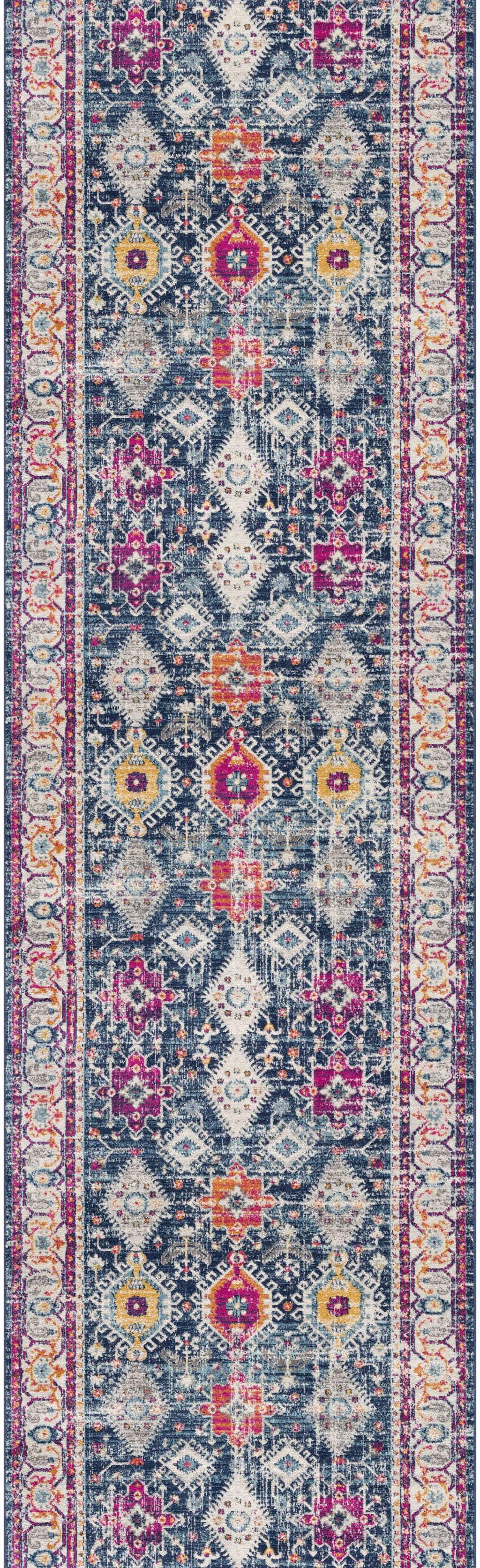 2' X 5' Blue and Ivory Oriental Area Rug - Image 2
