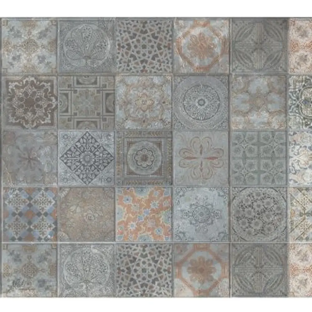 2' X 5' Brown And Gray Mosaic Tile Printed Vinyl Area Rug with UV Protection - Image 2
