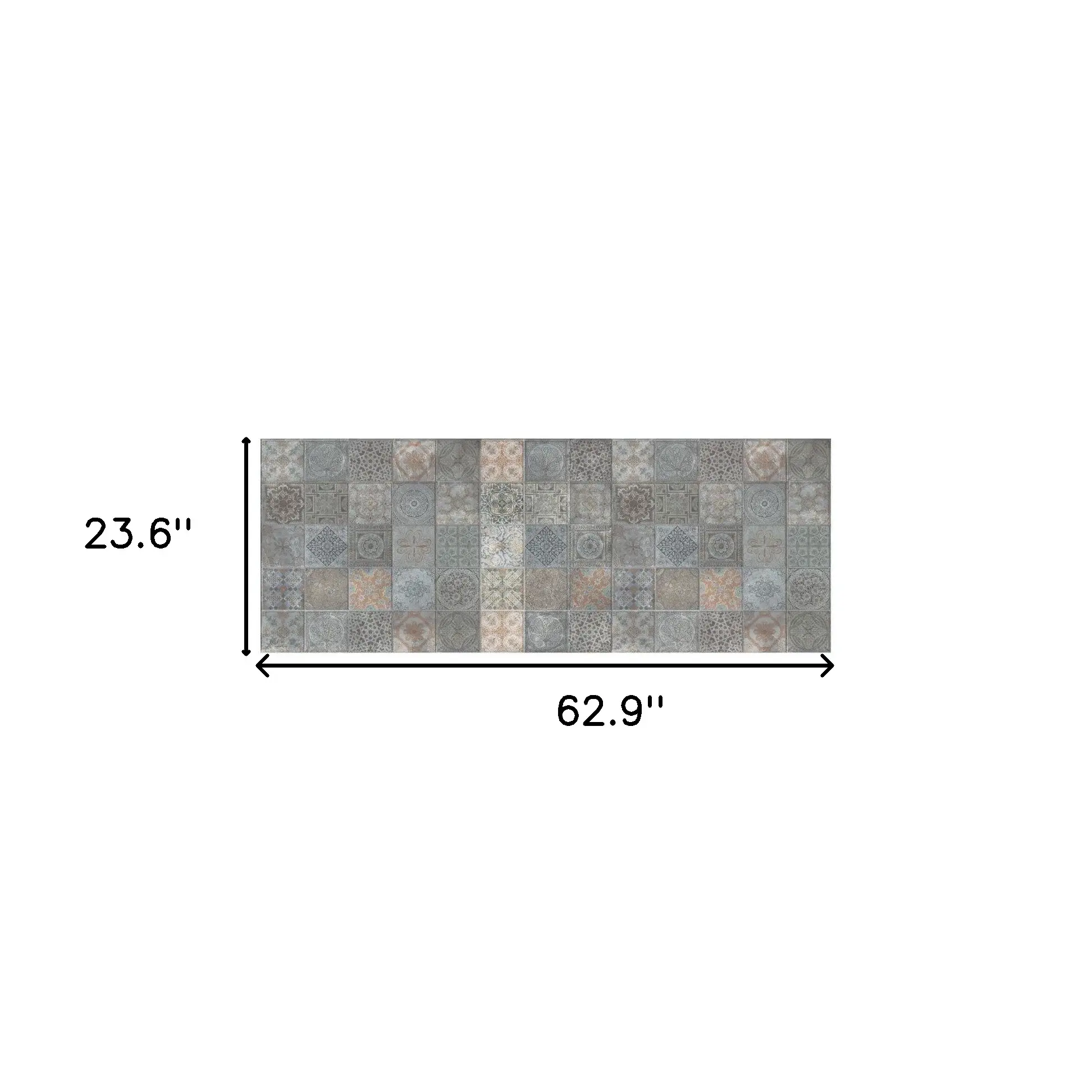 2' X 5' Brown And Gray Mosaic Tile Printed Vinyl Area Rug with UV Protection - Image 9