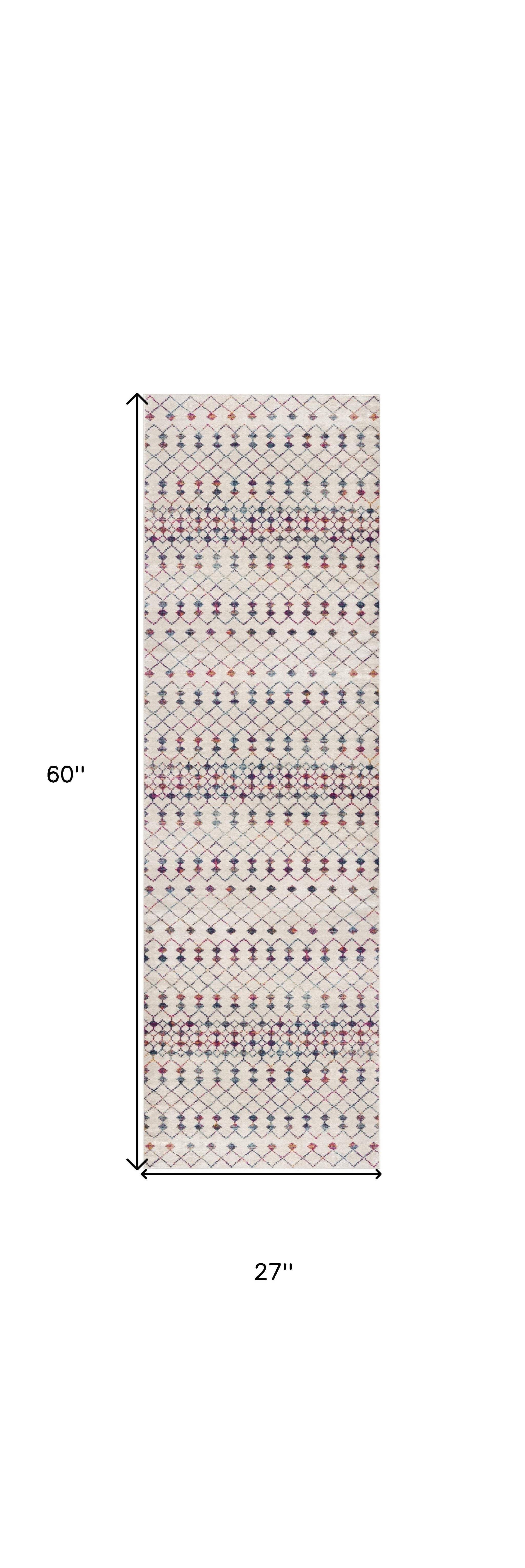 2' X 5' Cream Ikat Area Rug - Image 2